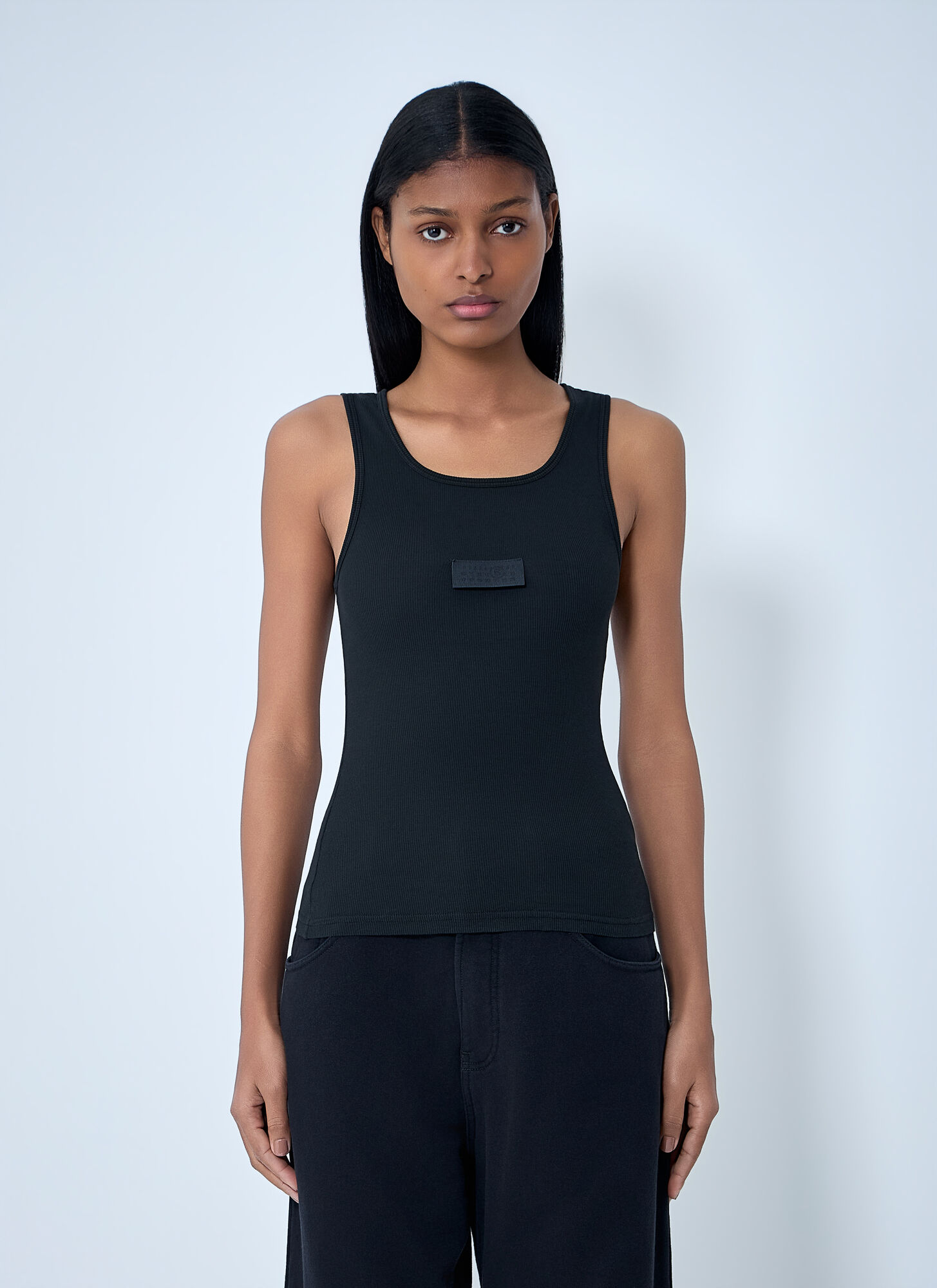Mm6 Maison Margiela Logo Motif Tank Top - Woman Tops Black L