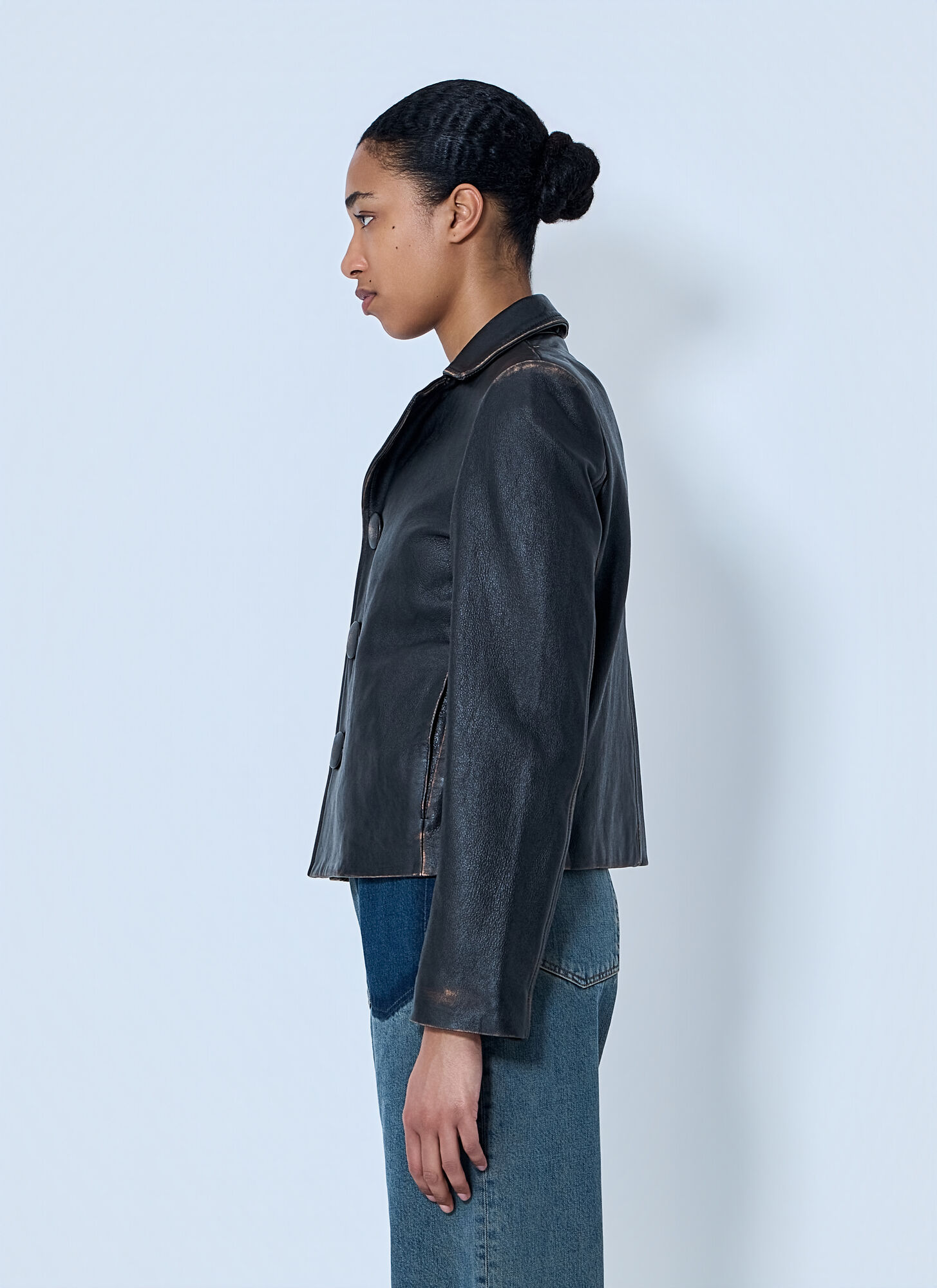  Mm6 Maison Margiela Mm6 Maison Margiela Leather Button-front Jacket - Frau Jacken Black It - 40 