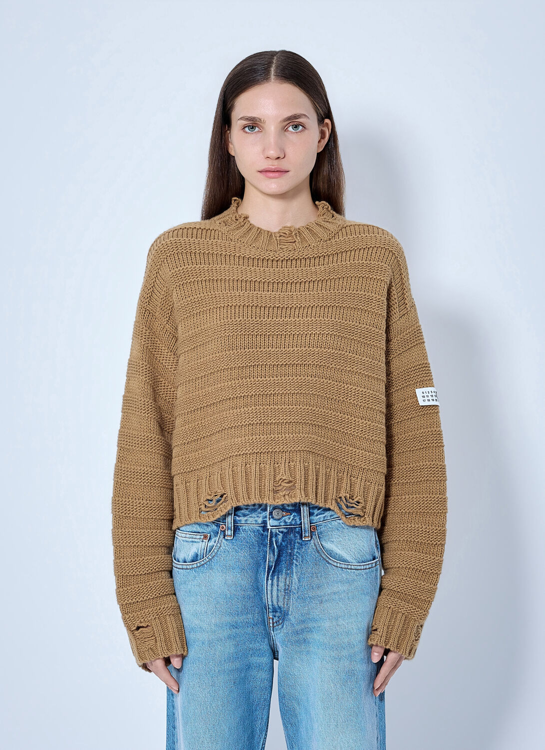 MM6 Maison Margiela Ribbed Knit Sweater - Woman Knitwear Brown M
