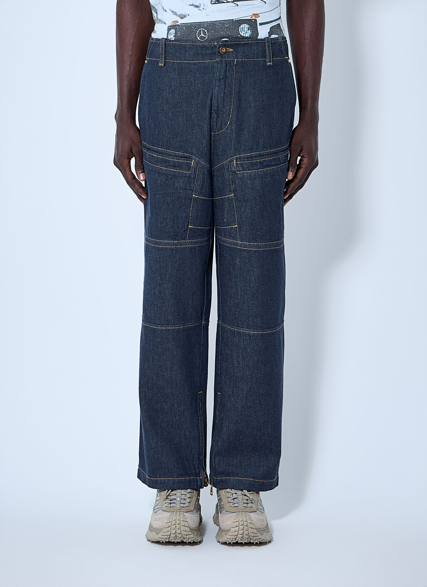 Moncler X Mercedes-Benz By Nigo Men's Blue Denim Jeans - Man Jeans Eu - 50