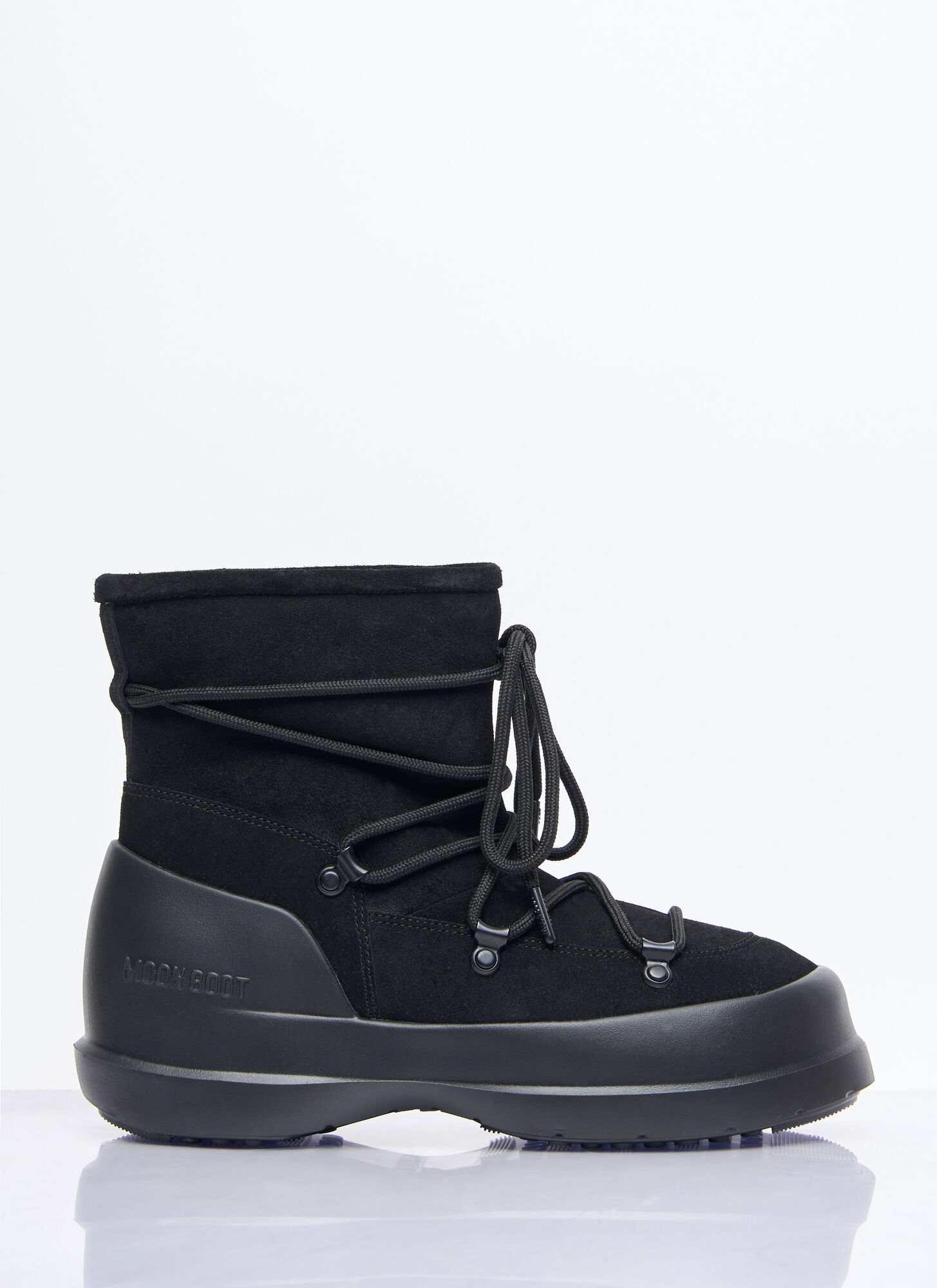 Moon Boot Luna Black Ankle Boots With Laces In Suede And Tech Fabric Woman In Black