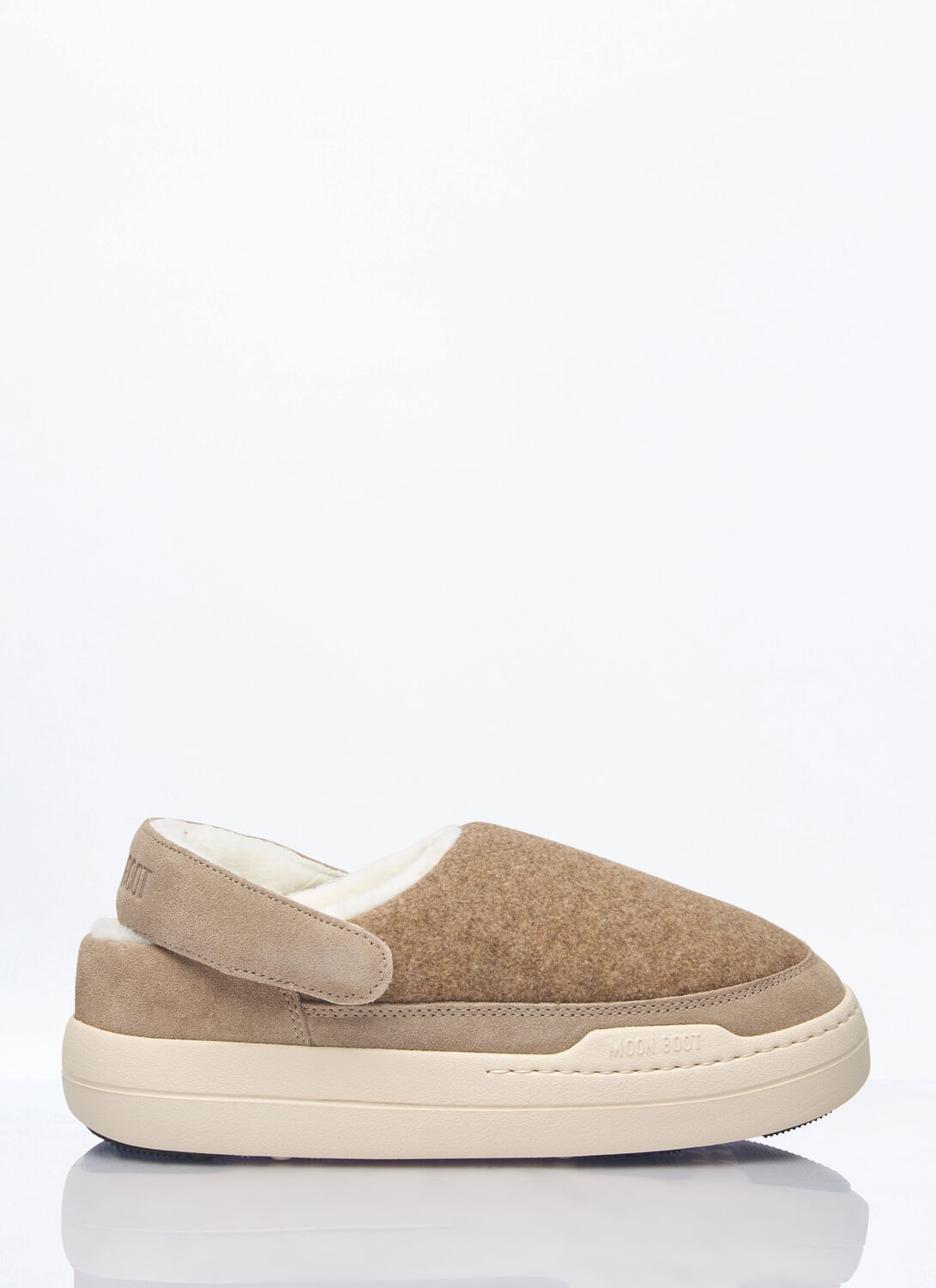 Moon Boot Mb Park Clog Slipper-mule In Beige Leather And Fabric In Beige