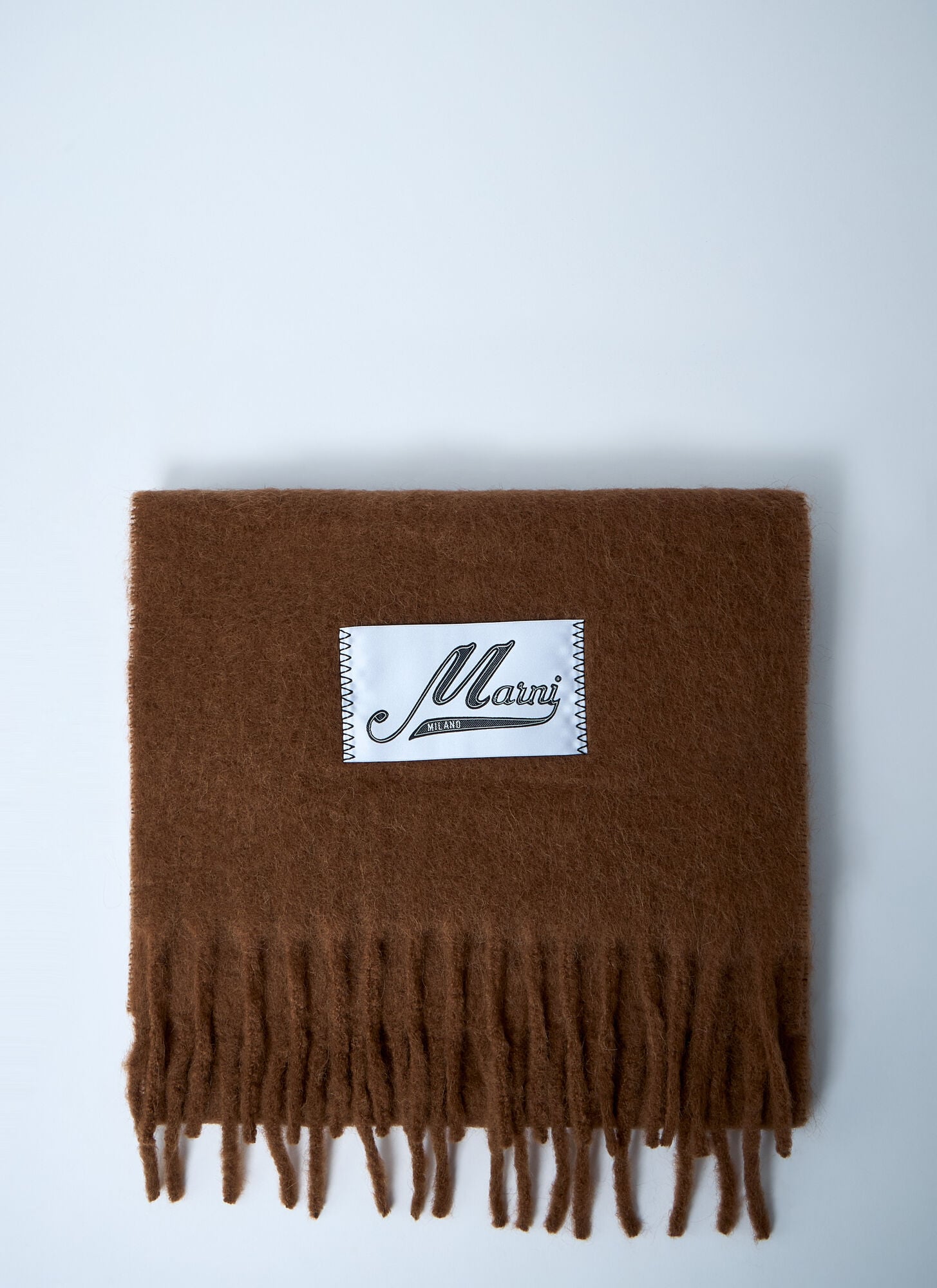 Marni Men's Camel Fringed Wool Scarf - Man Scarves One Size