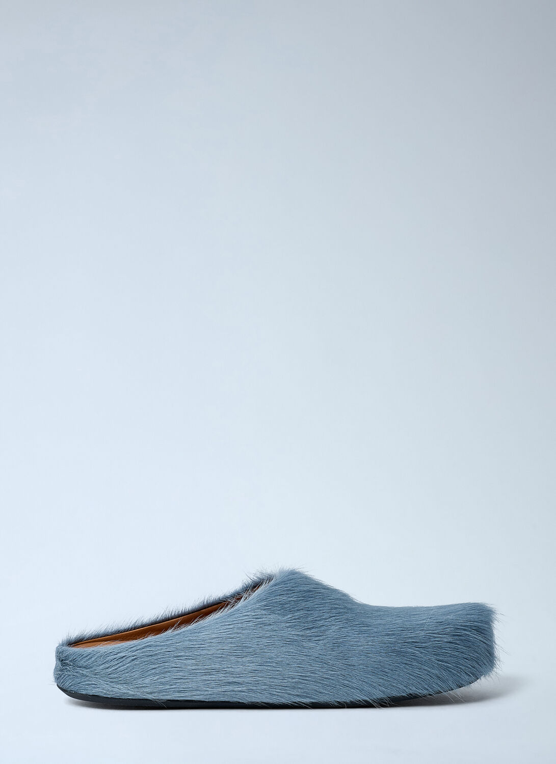 Marni Aquamarine Long Hair Calfskin Fussbett Sabot In Blue