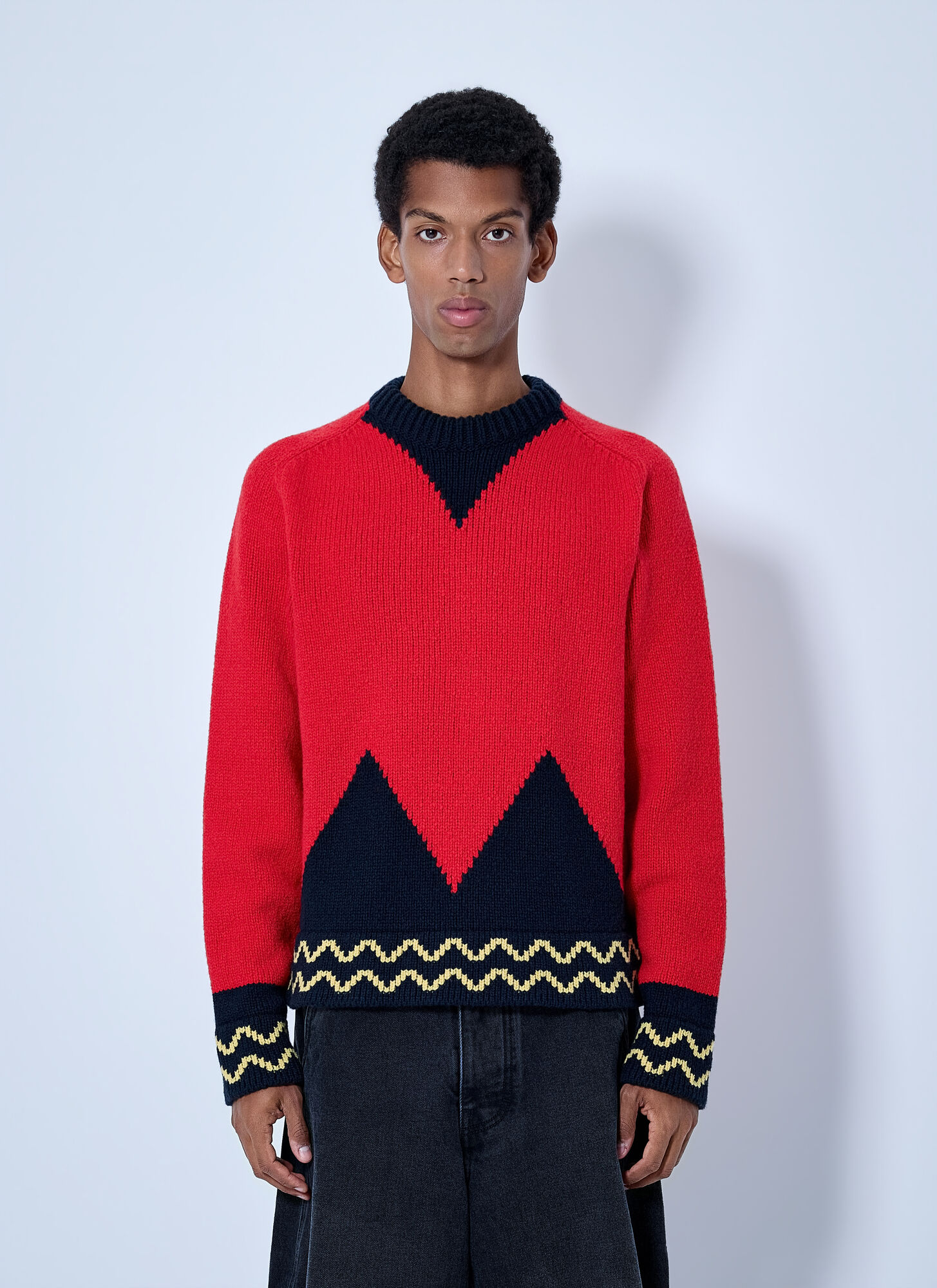 Marni Uomo Rosso Maglione In Lana Con Intarsio A M - Immagine 3