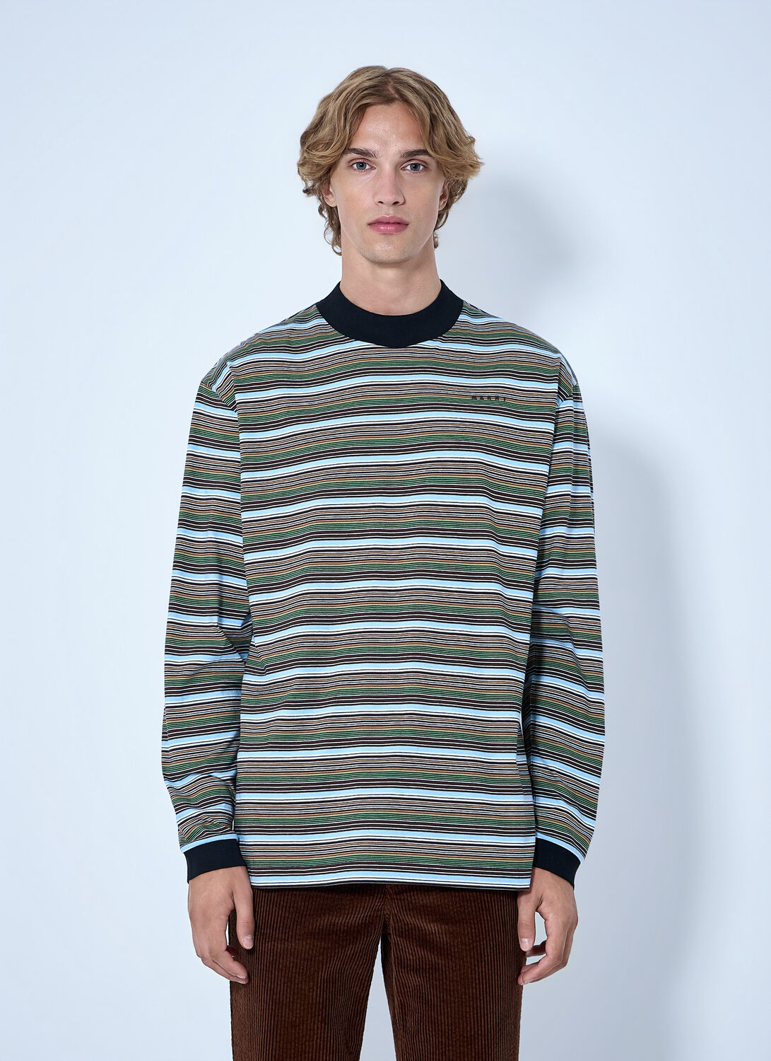 Marni Striped Long Sleeve T-shirt - Man T-shirts Light Blue It - 46