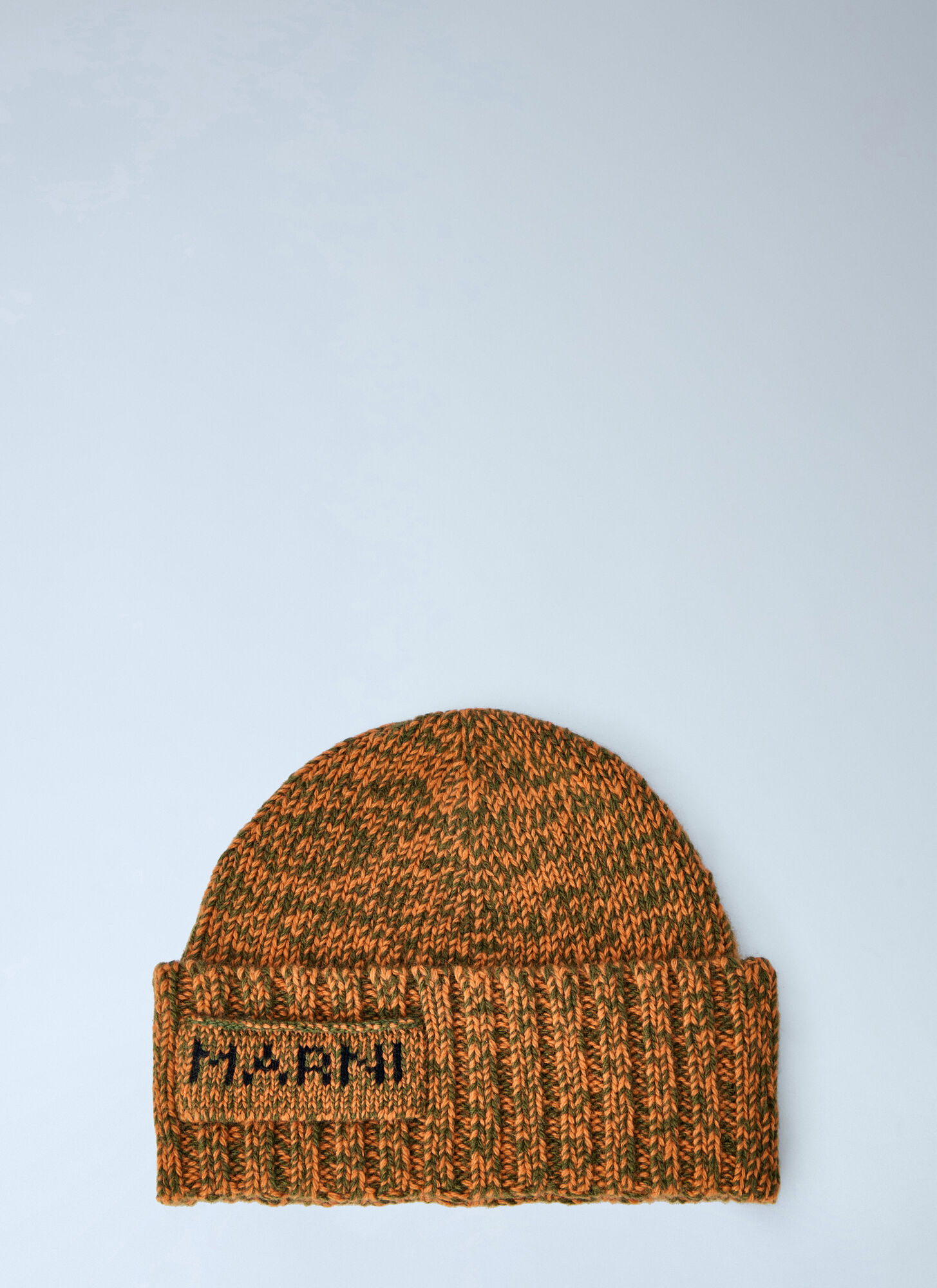 Marni Men's Orange Knitted Logo Beanie - Man Hats S