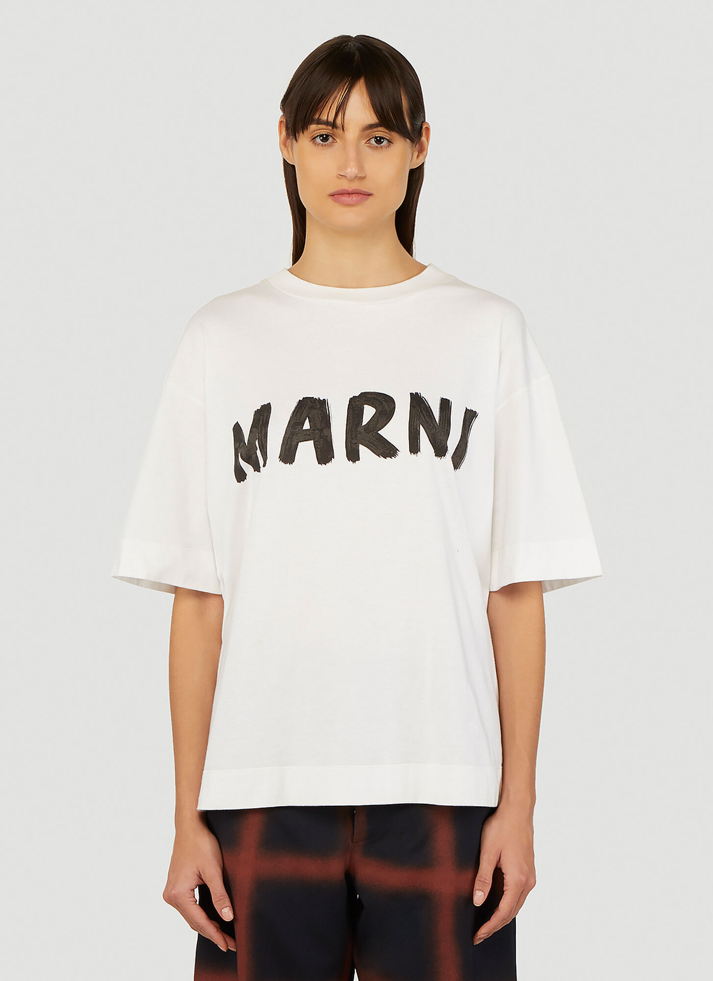 Marni Donna Bianco T-Shirt In Cotone Biologico Con Logo - Immagine 2