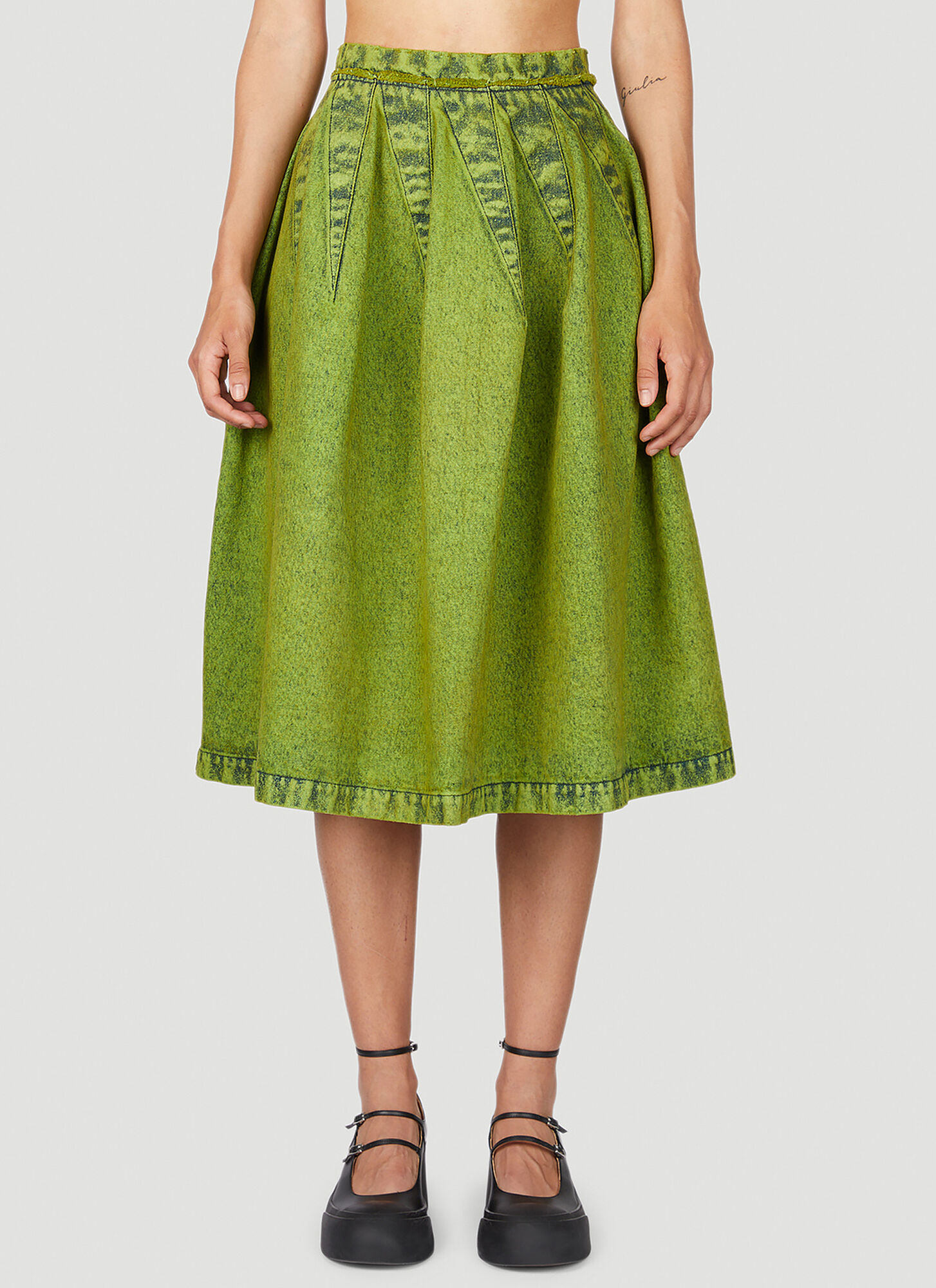 Shop Marni Spikes Midi Skirt In Green