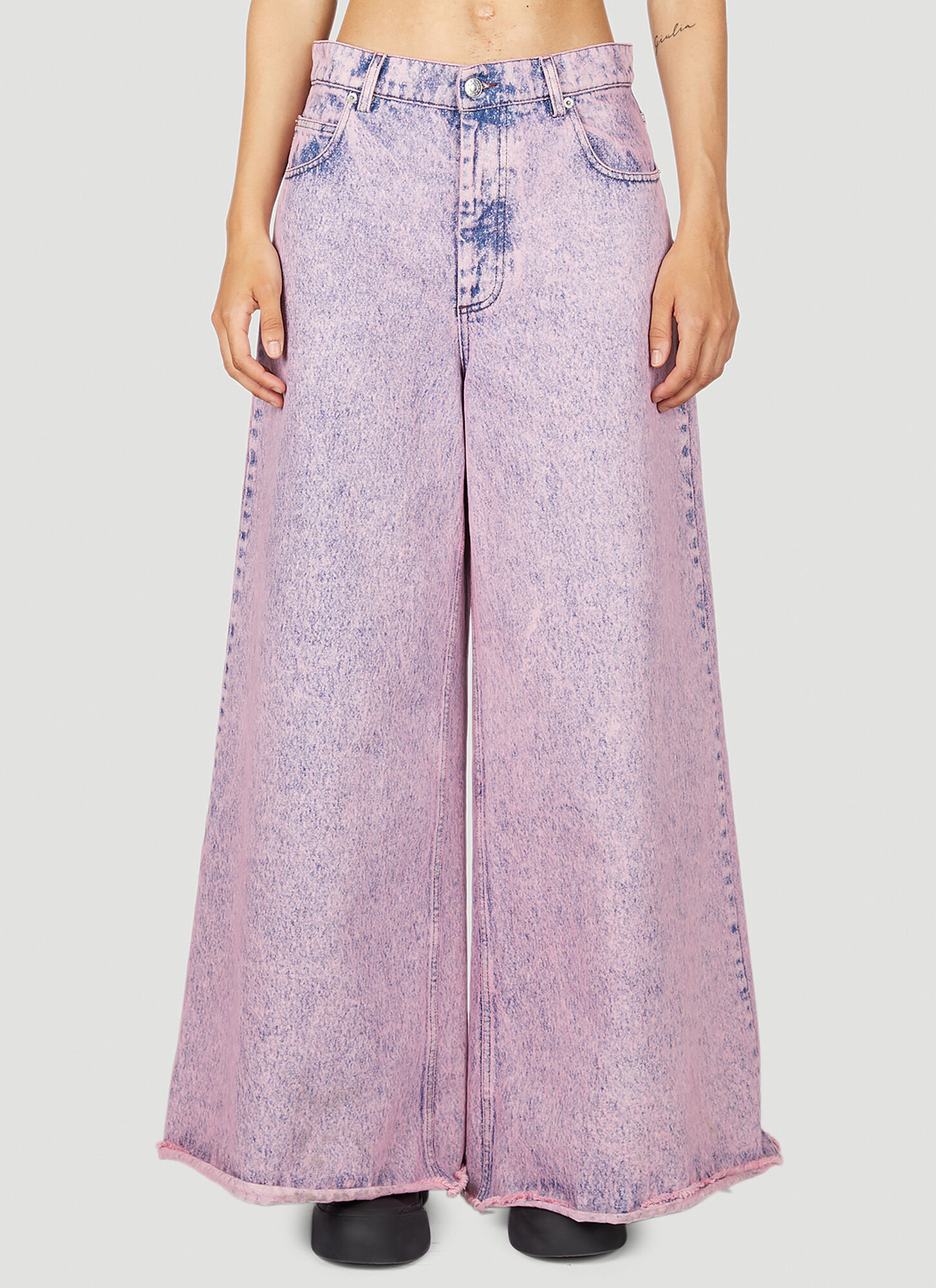 Shop Marni Marbled Wide-leg Jeans In Pink