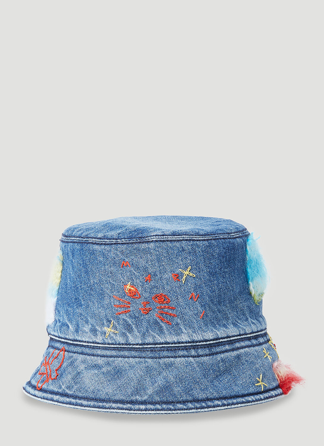 Shop Marni Mohair-patches Bucket Hat In Blue