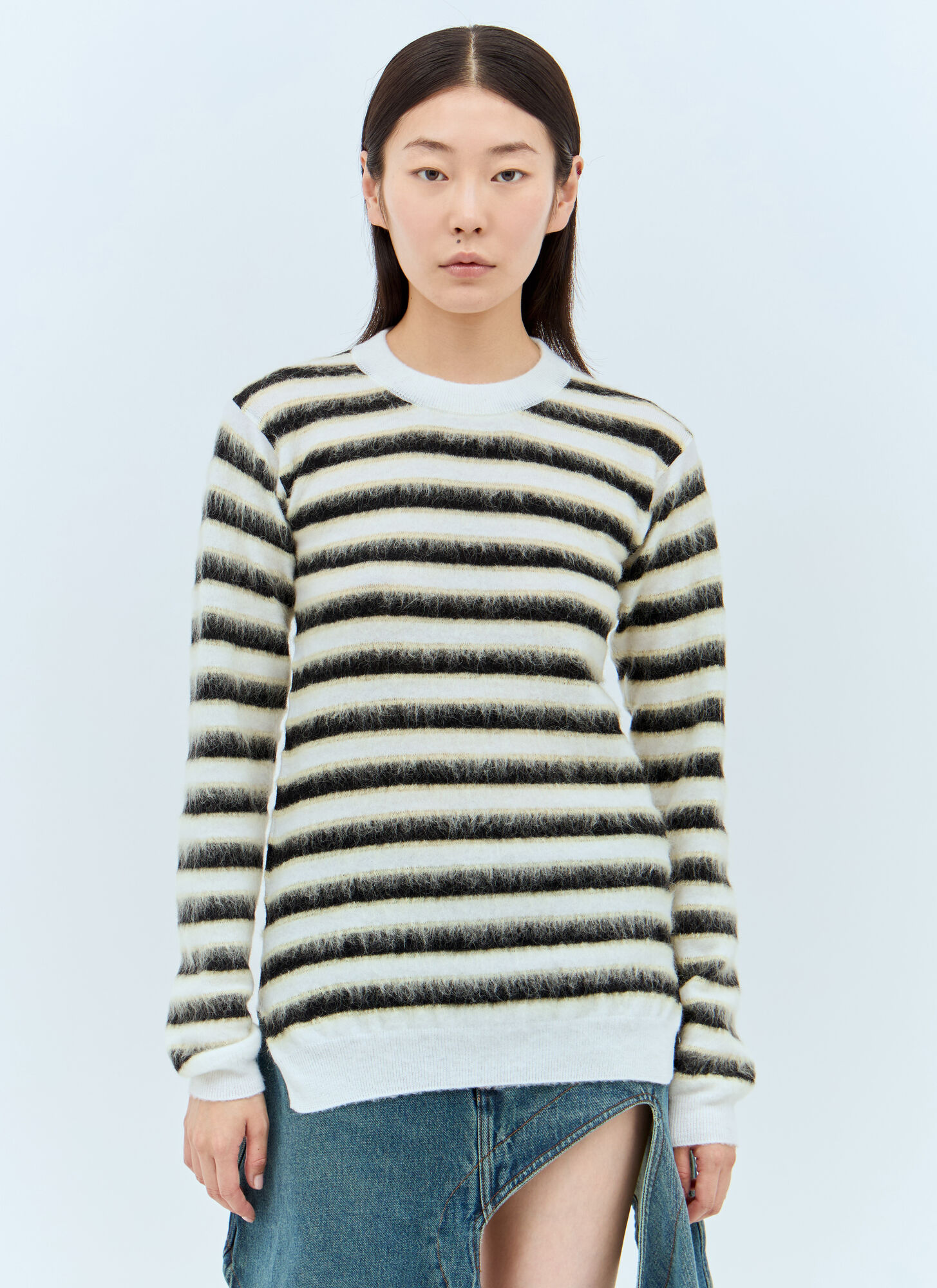 Marni Women's White Striped Wool-Mohair Sweater - Woman Knitwear It - 40