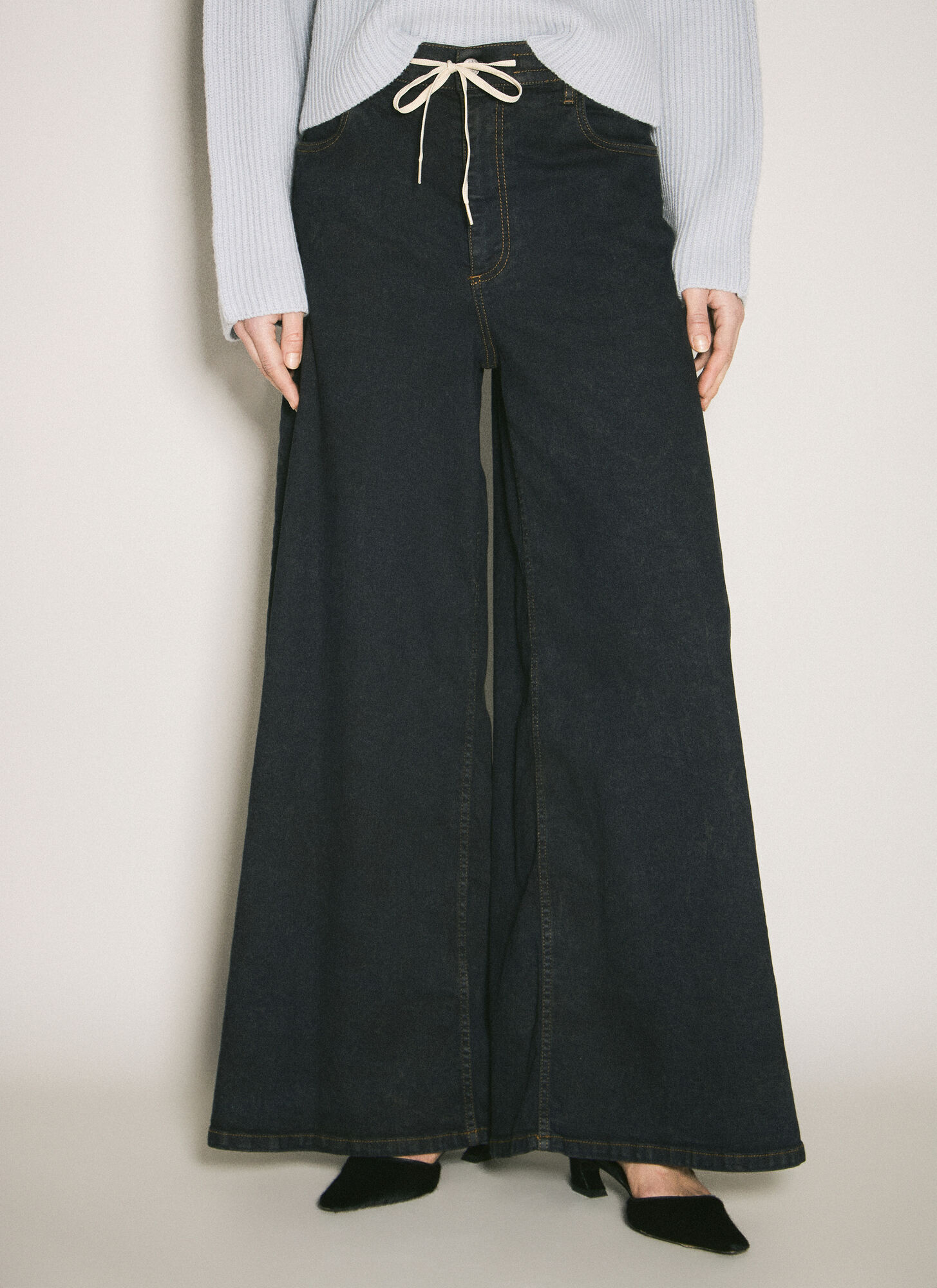 Marni Women's Black Wide-Leg Stretch Jeans - Woman Jeans It - 38
