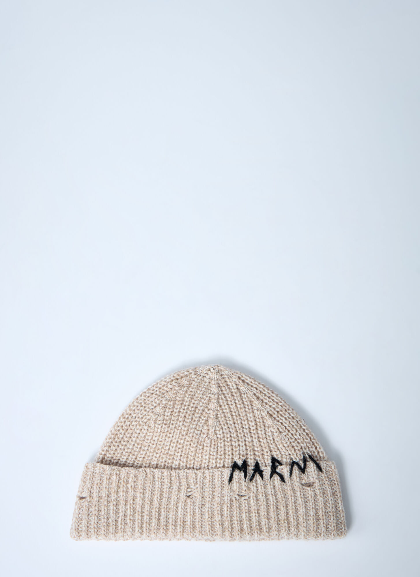 Marni Women's Beige Logo Motif Beanie Hat - Woman Hats M