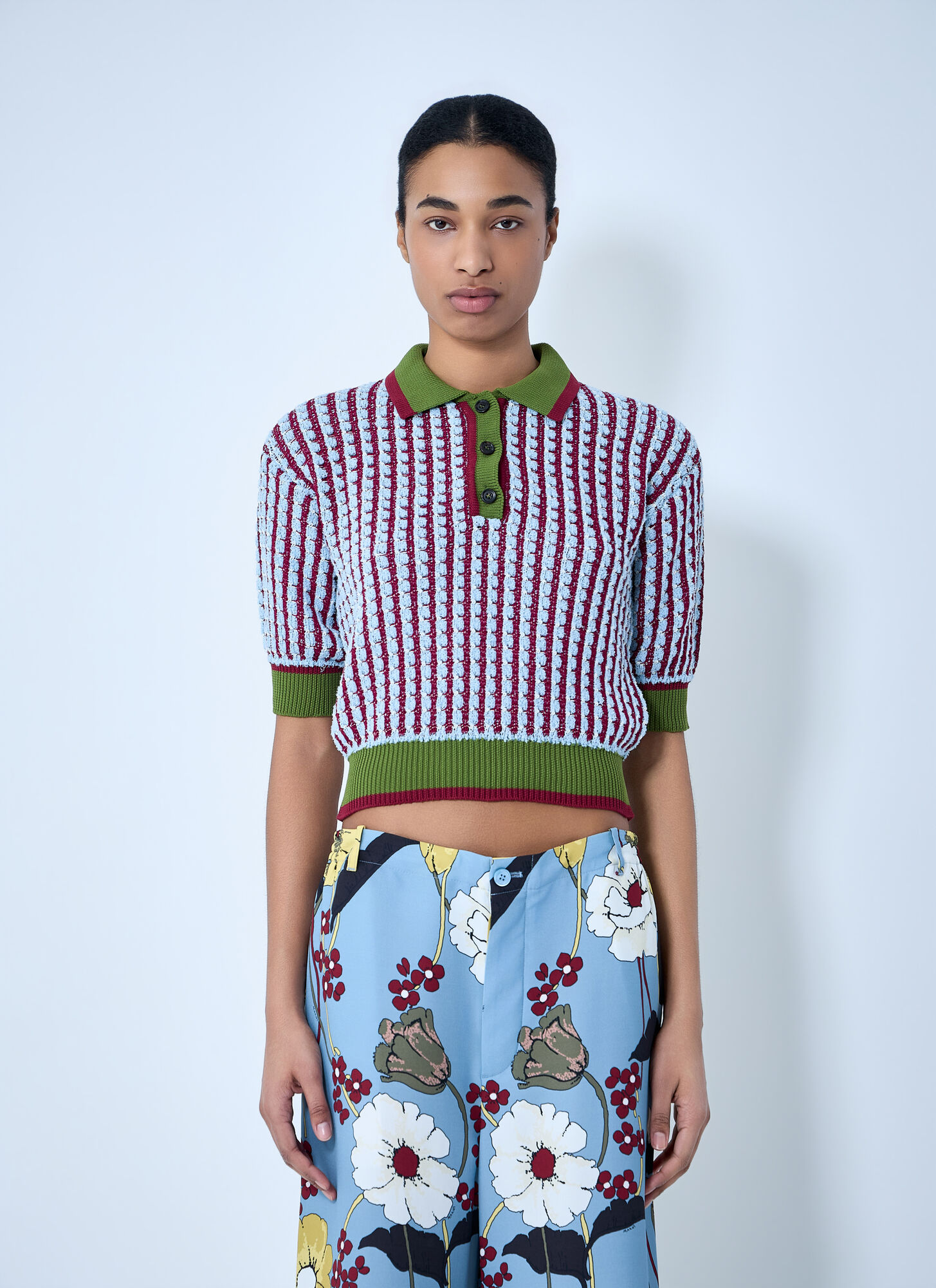 Marni 纹理针织Polo毛衣 - Female 上衣 White It - 44