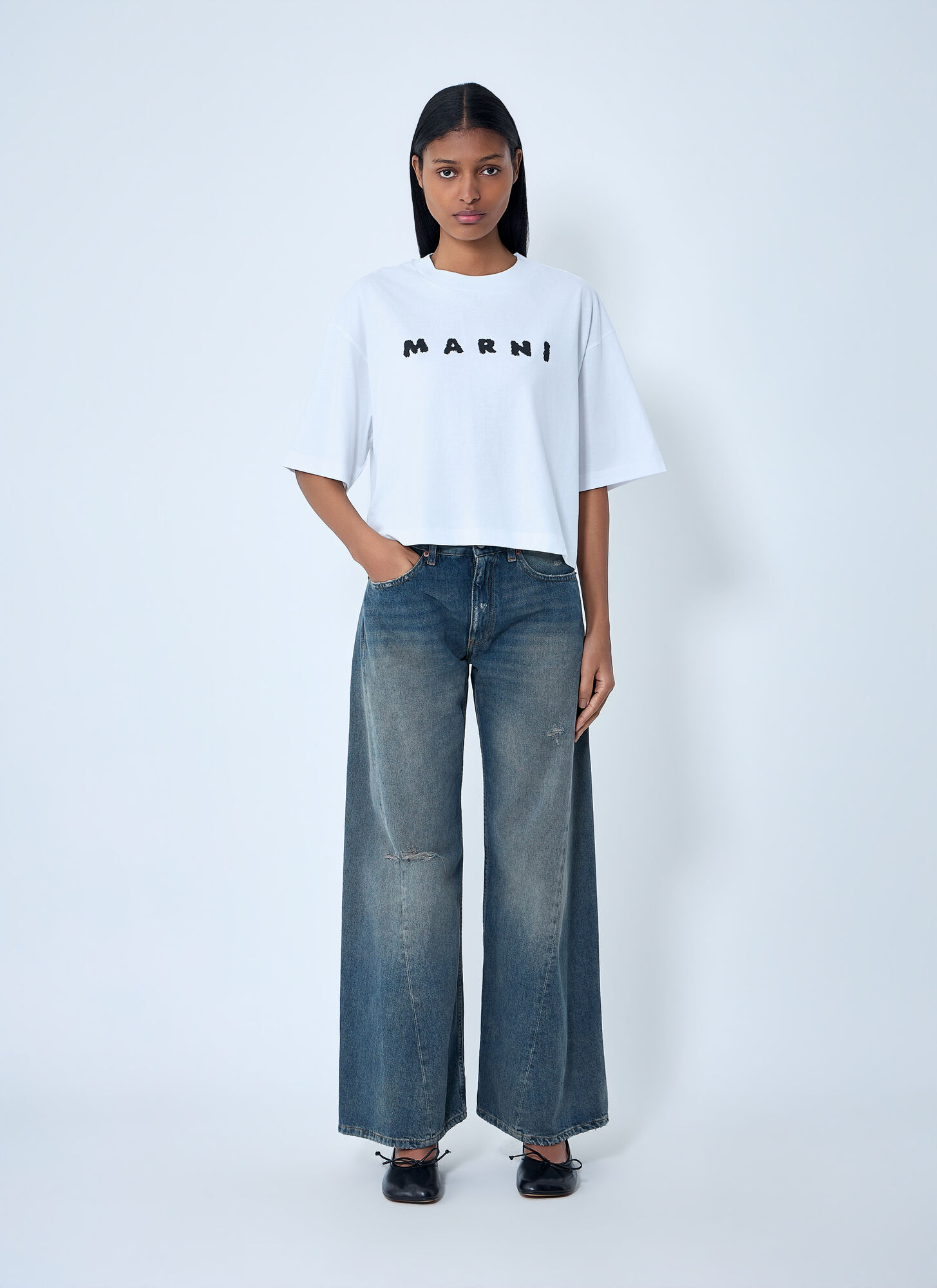 Marni Marni Logo Motif T-shirt - Frau T-shirts White It - 38 