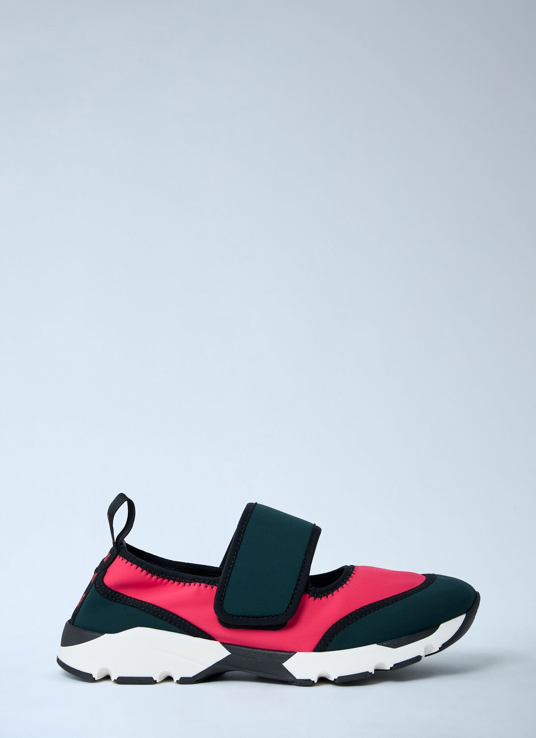 Marni Fuchsia And Green Lycra Mary Jane Running Sneaker In Red
