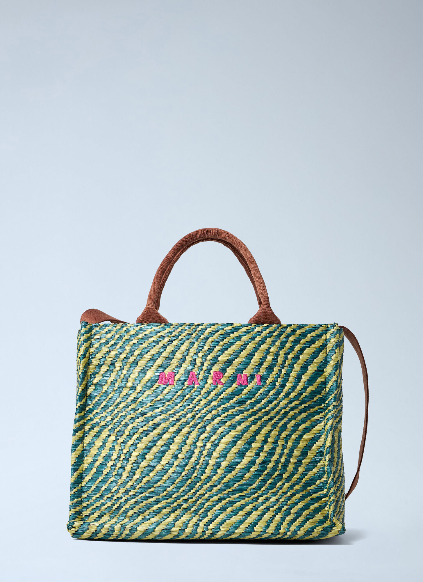 Marni P984100v44 Borsa Tote Piccola In Tessuto Effetto Rafia Garden Green - Immagine 3