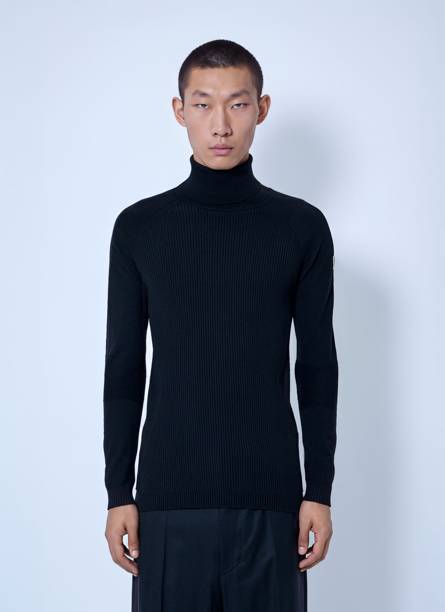 Moncler Grenoble Wool Blend Polo Neck Jumper - Man Knitwear Black M - Immagine 1