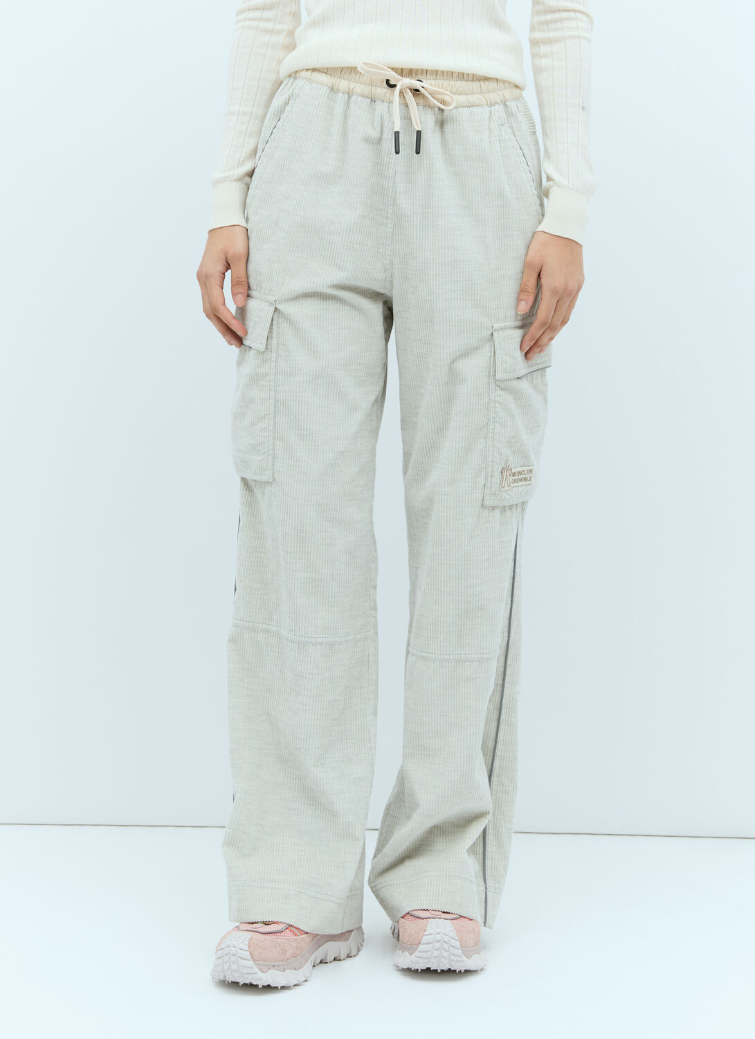Moncler Grenoble Women Corduroy Cargo Pants In Grey