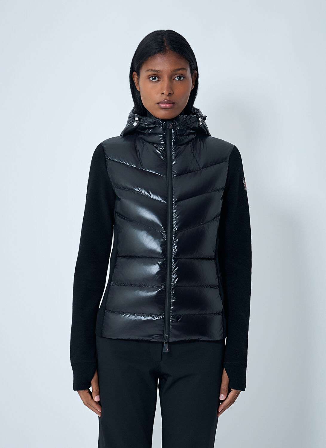 Moncler Padded Fleece Sweatshirt With Zip And Hood In Black