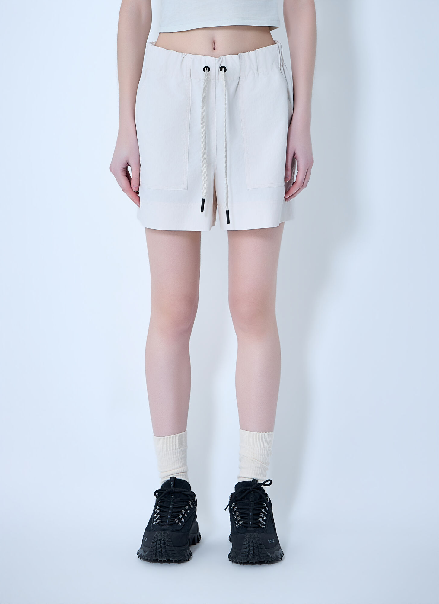 Moncler Grenoble Women's White Drawstring Shorts - Woman Shorts S
