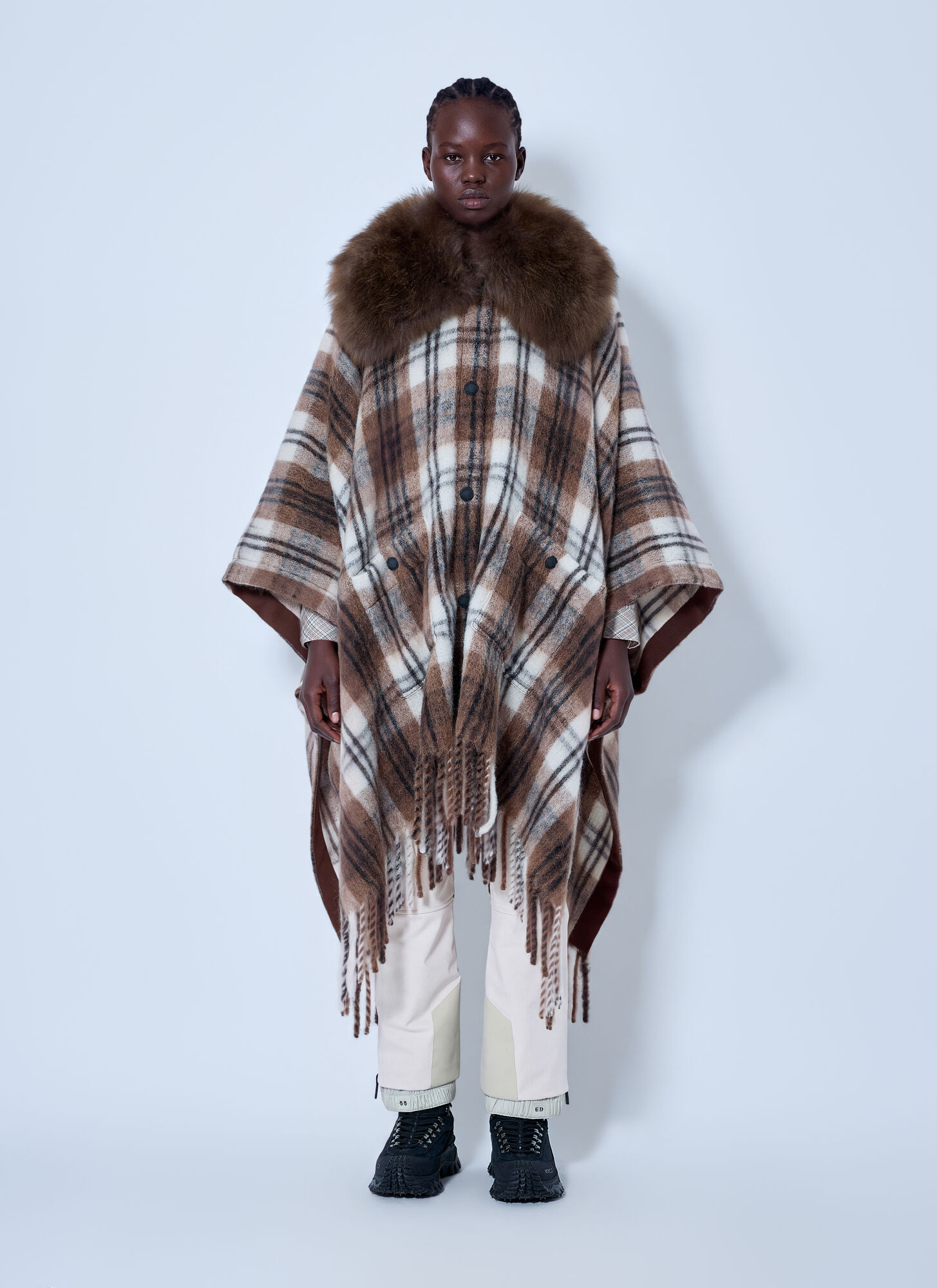 Moncler Grenoble Women's Multi Plaid Wool Cape - Image 3