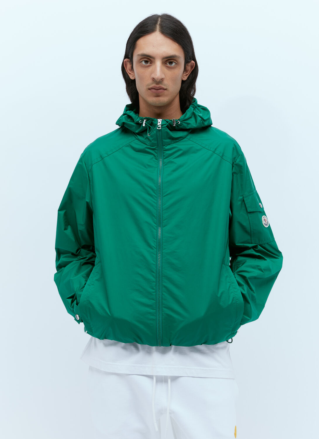 Shop Moncler Etiache Hooded Jacket In Green