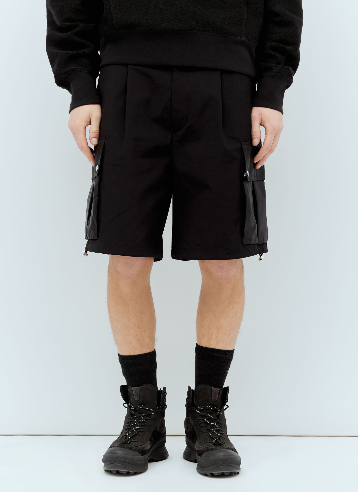 Moncler Logo-patch Cotton Shorts In Black