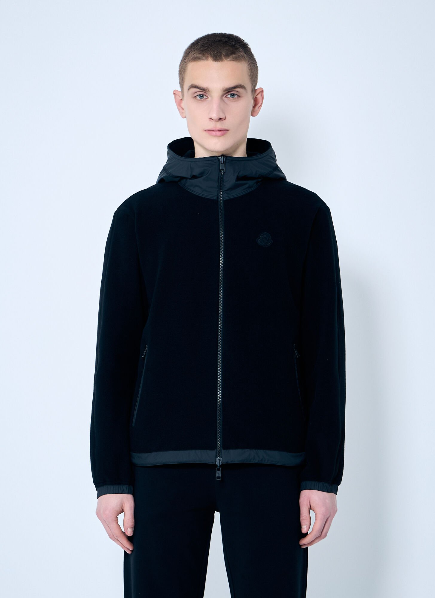 Moncler Men Fleece Zip-up Cardigan In Black