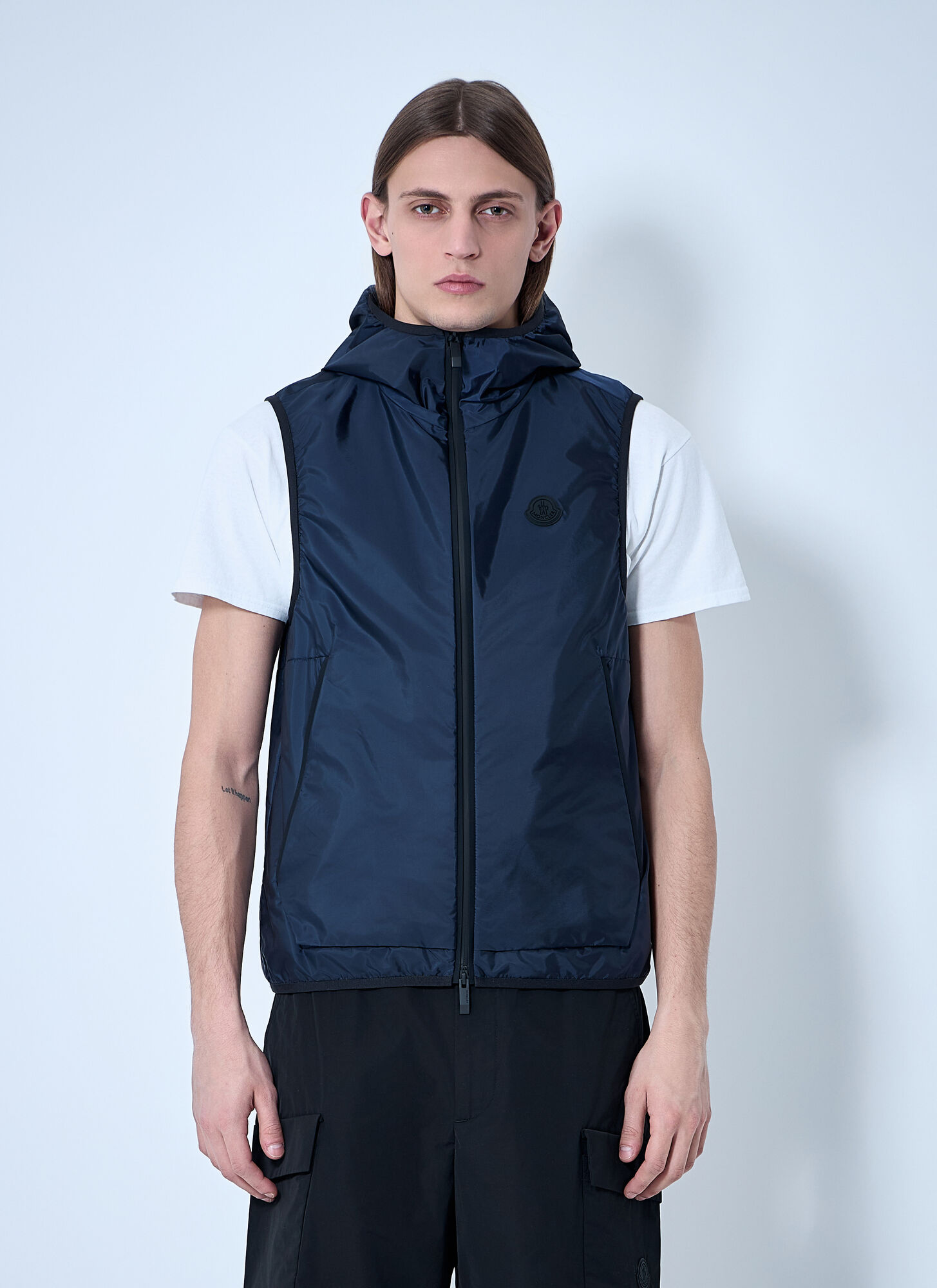 Shop Moncler Moretan Hooded Vest In Navy