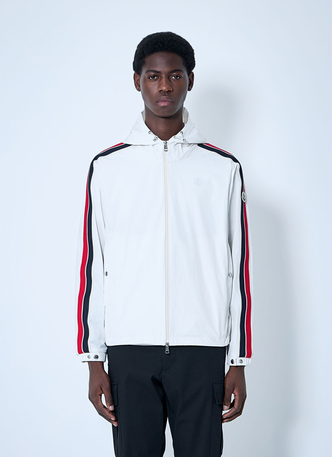 Moncler Snap Button Cuffs Hooded Jacket In White