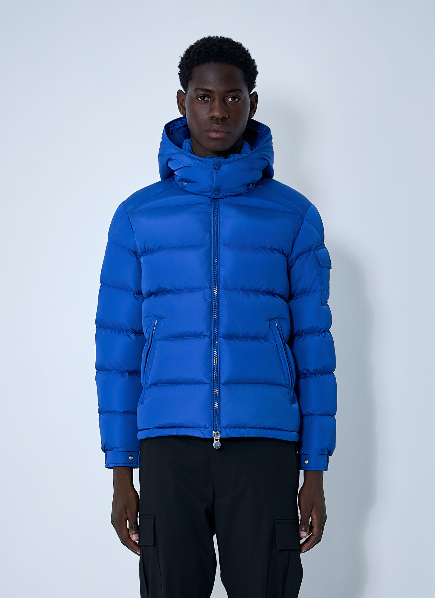 Moncler Maya Nylon Down Jacket In Blue