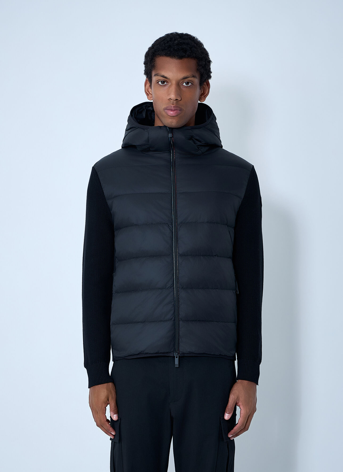 Moncler Men's Black Quilted Knit Hooded Cardigan - Man Jackets M