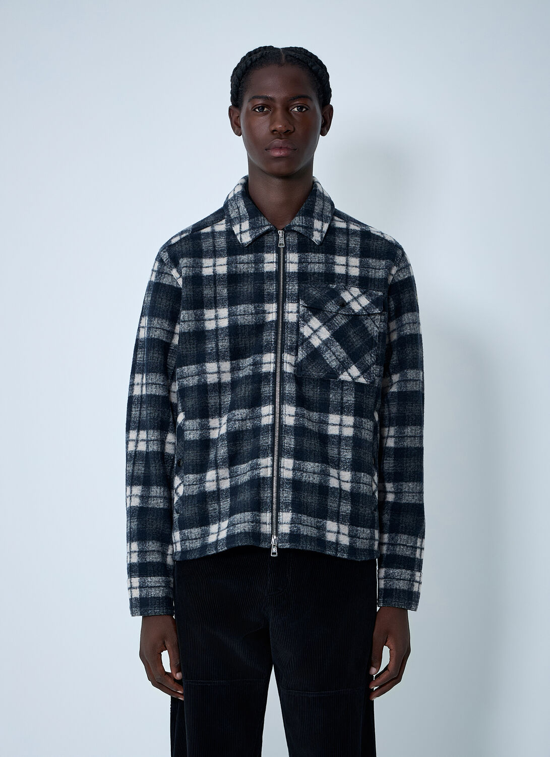 Moncler Check Overshirt In Blue