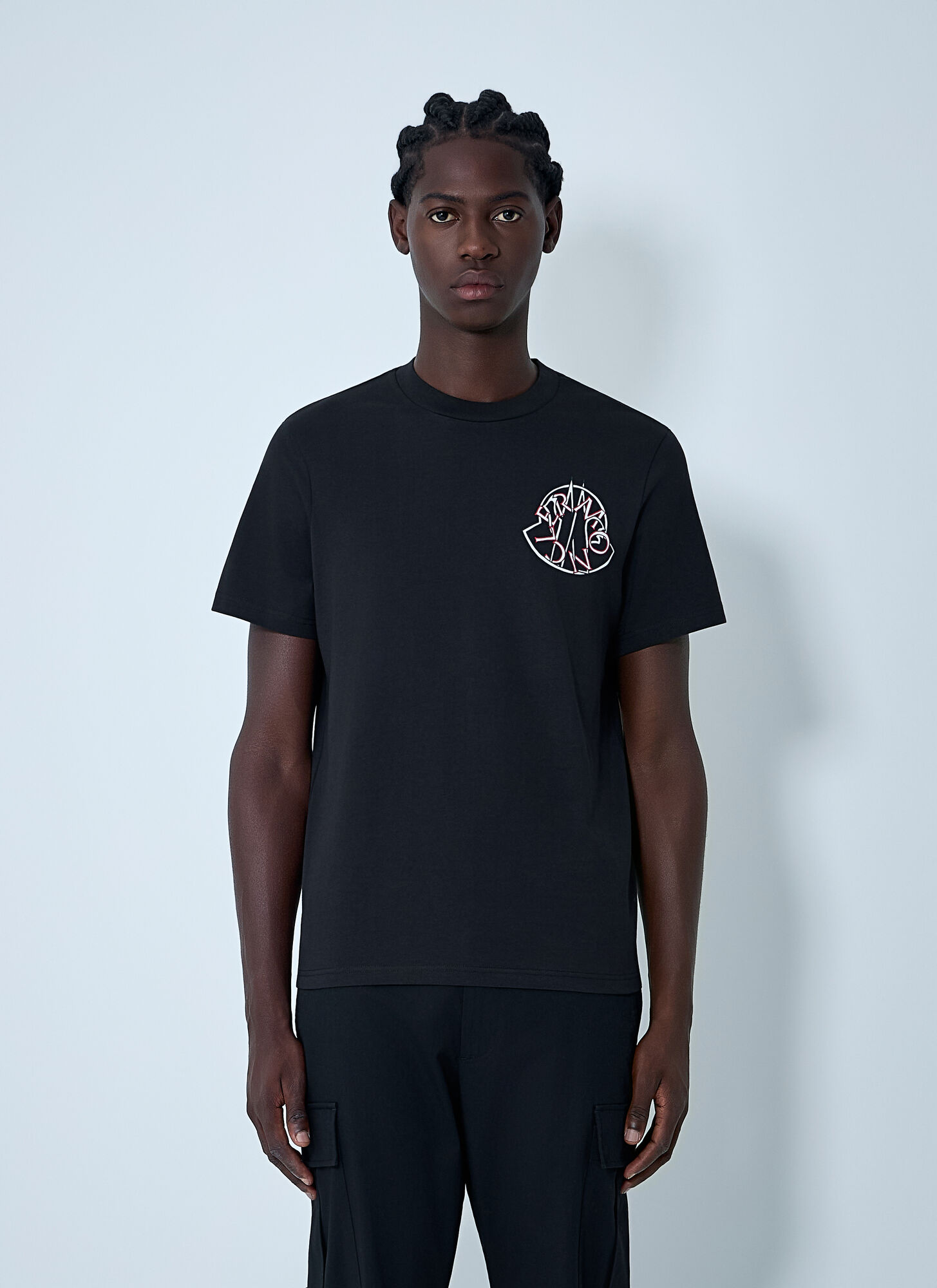Moncler Men's Black Logo Motif T-Shirt - Man T-Shirts S