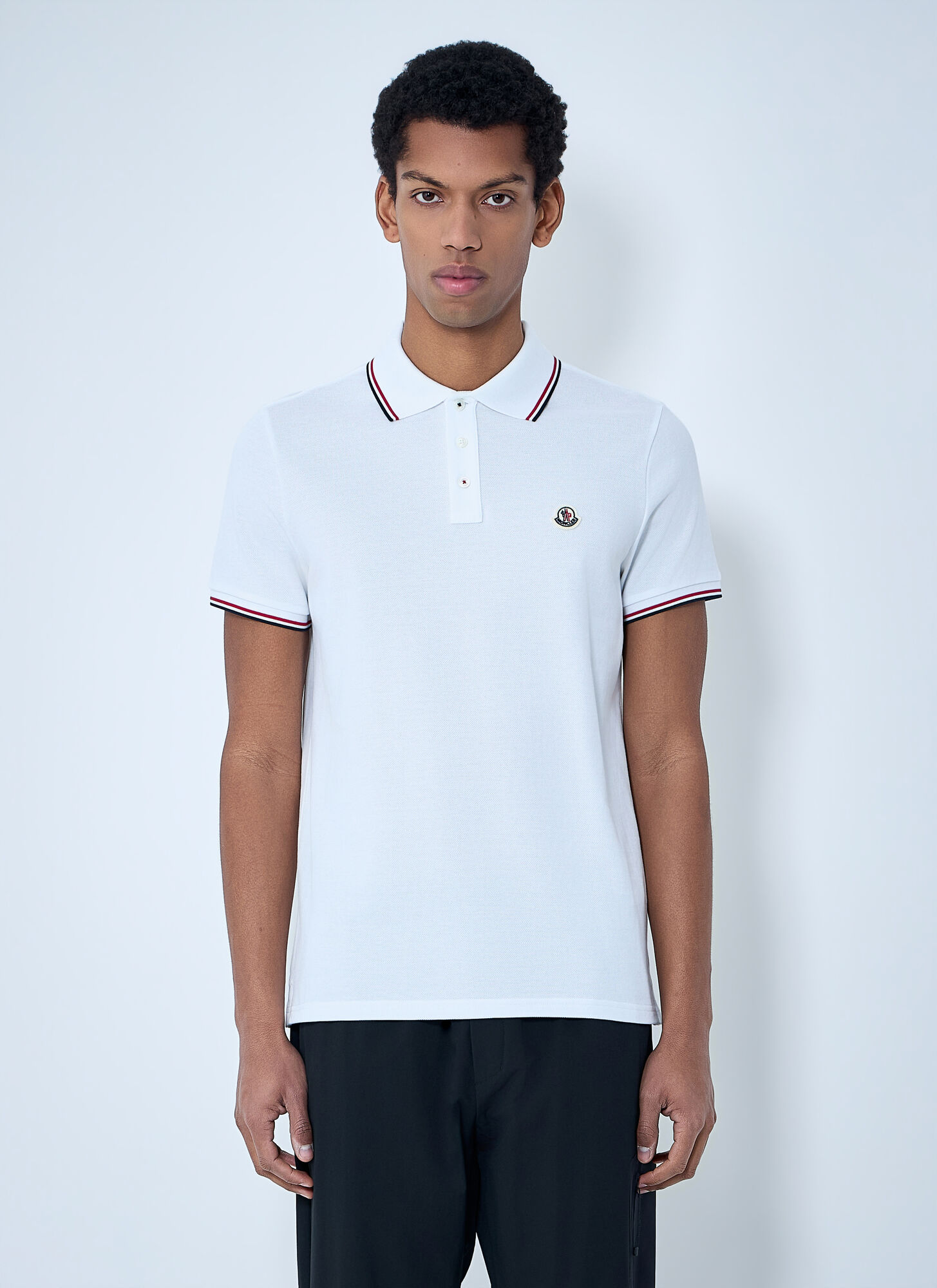 Moncler Men's White Piqué Polo Shirt - Man Polo Shirts M