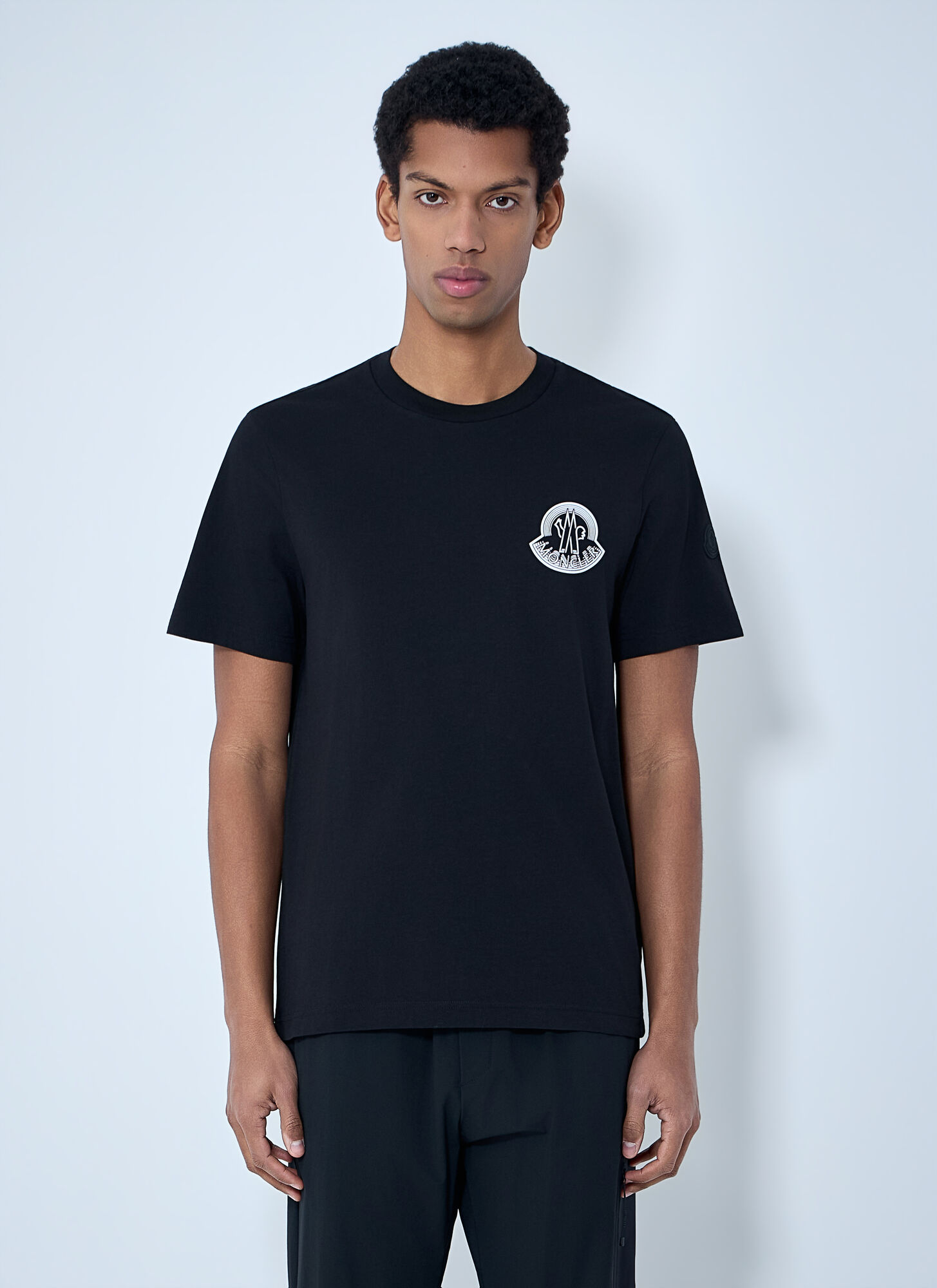 Moncler Men's Black Logo Motif Cotton T-Shirt - Man T-Shirts M