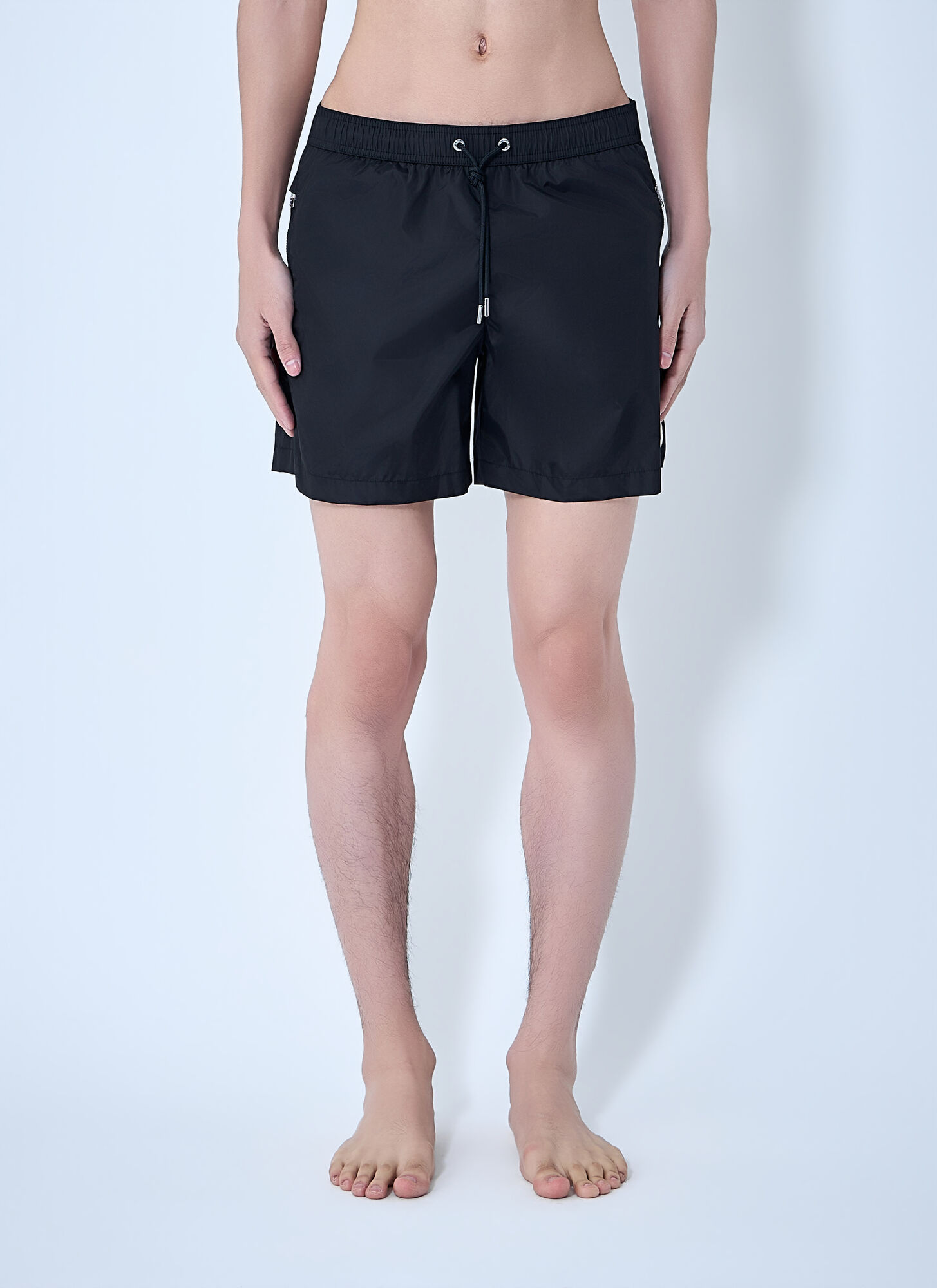 Moncler Men's Black Elasticated Waist Swim Shorts - Man Swimwear S