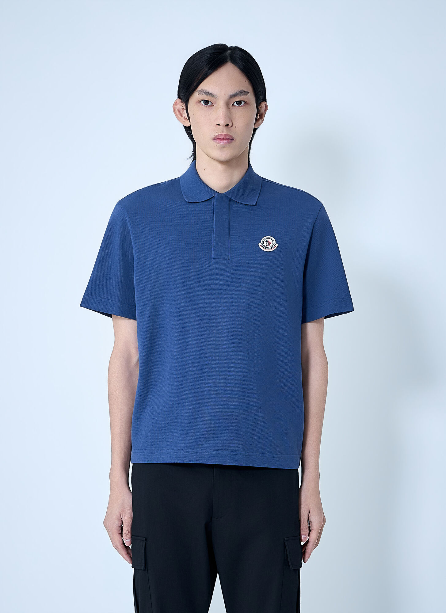 Moncler Uomo Blu - Piqué Polo Shirt, E, Size: L