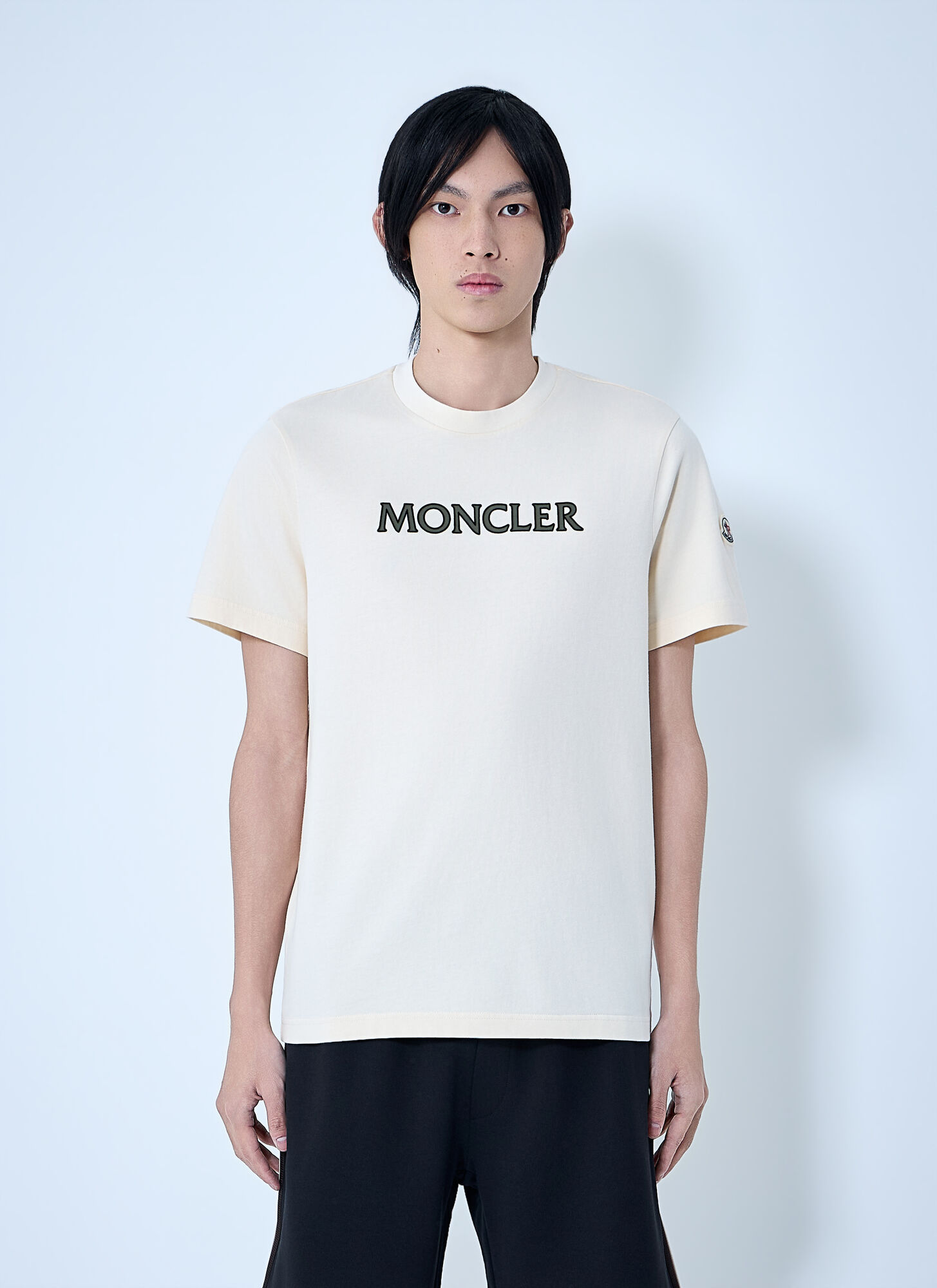 Moncler Men's Cream Logo Motif T-Shirt - Man T-Shirts Xxl