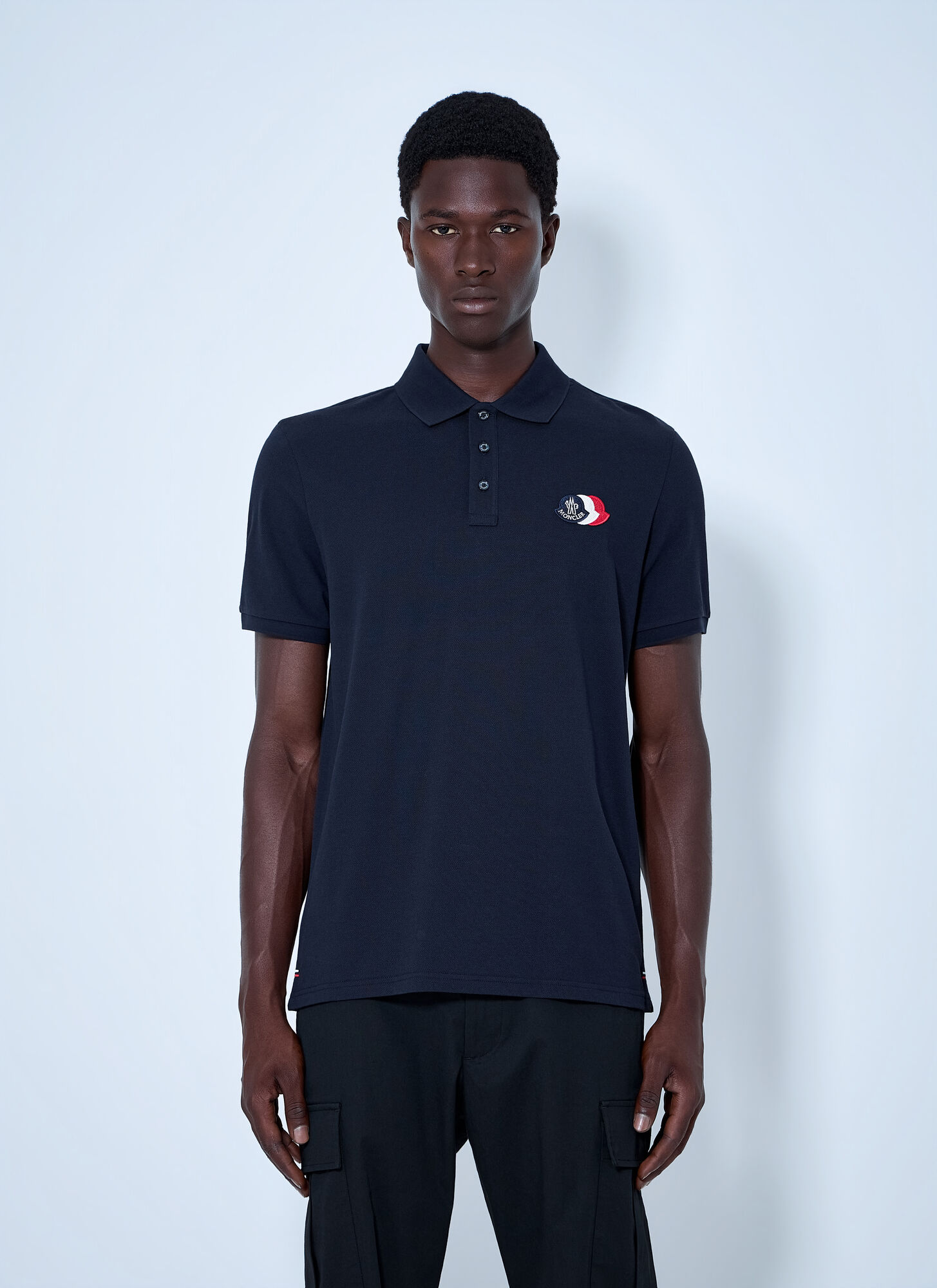 Moncler Men's Black Tri Logo Polo Shirt ( - L) - Size L - Image 5