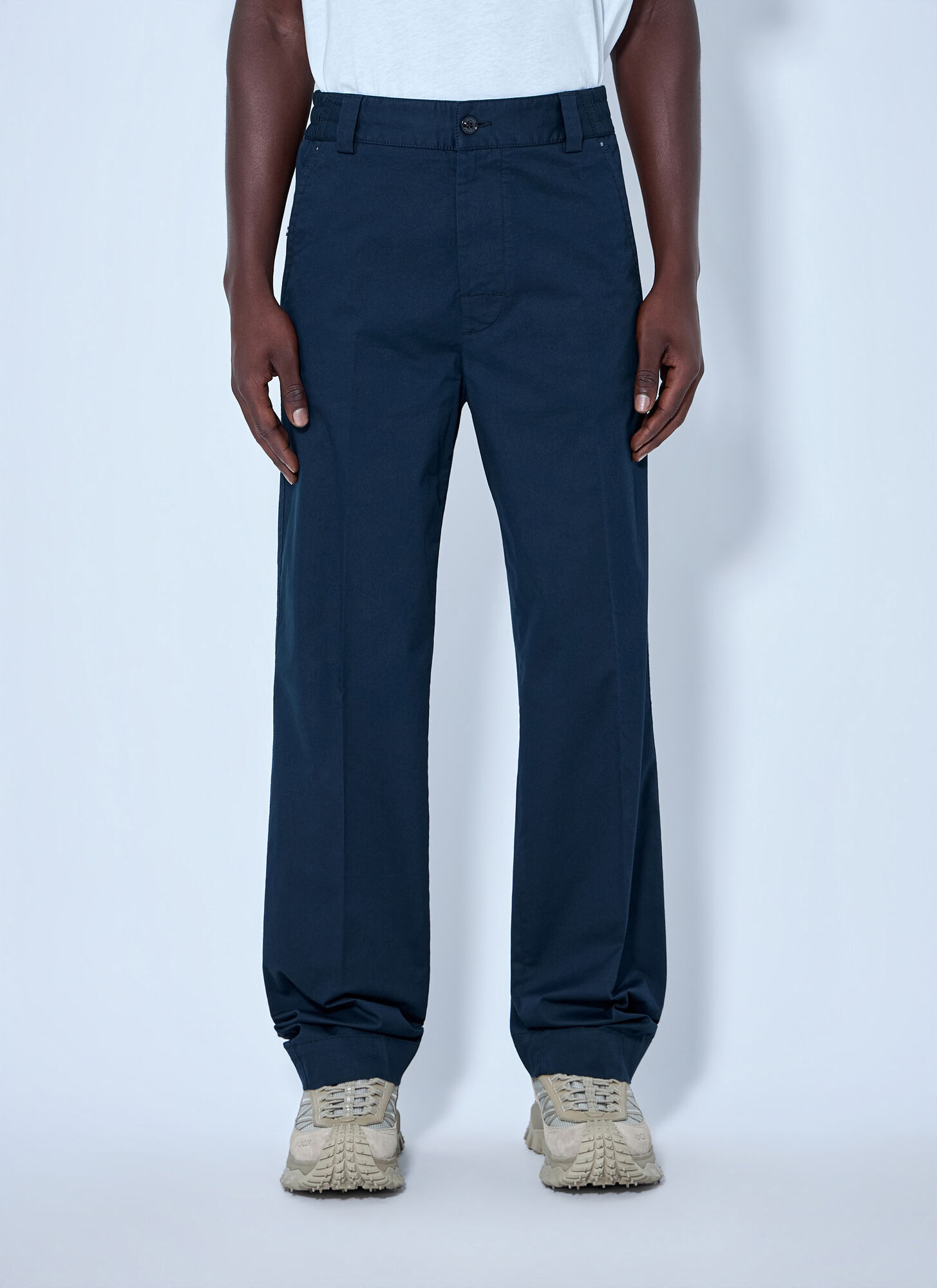 Moncler , Chinos, Male, Blue, Xl, Straight-Leg Cotton Trousers - Image 4