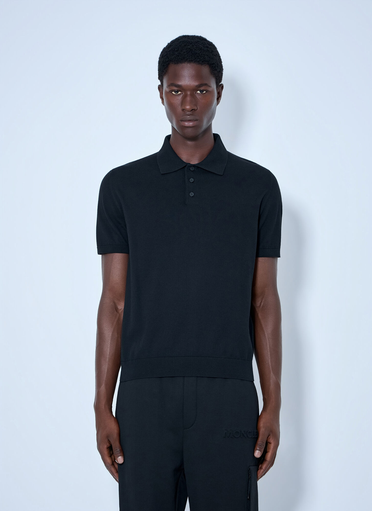 Moncler Men's Black Piqué Polo Shirt - Man Polo Shirts Xl