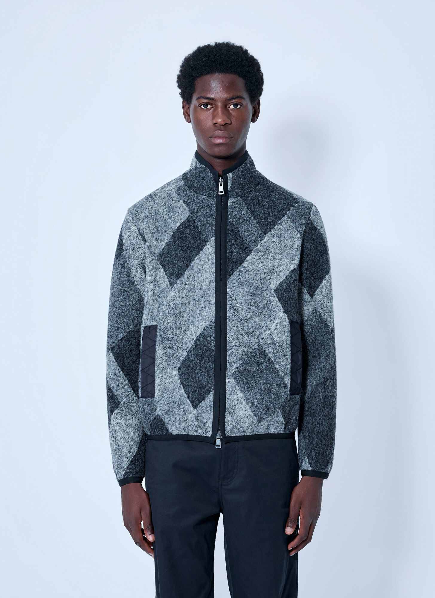 Moncler Men's Grey Argyle Wool-Blend Jacket UK Size 36 - Mytheresa - Image 2