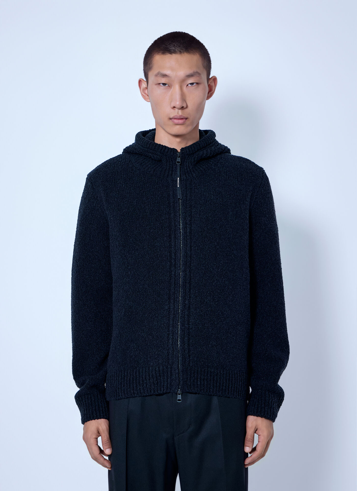 Moncler Men's Black Wool-Blend Boucle Zip-Up Hoodie UK Size 44 - Mytheresa - Image 2
