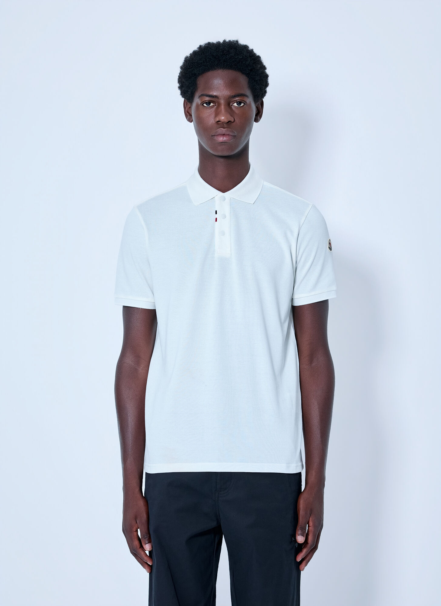 Moncler Men's White Piqué Polo Shirt - Man Polo Shirts Xxl