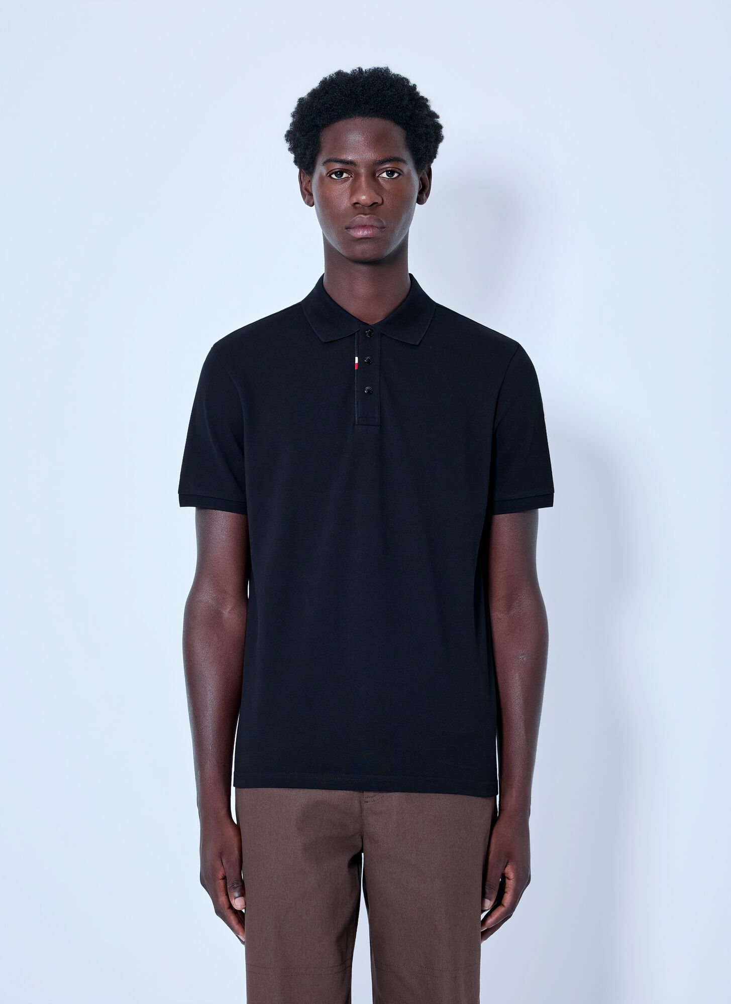 Moncler Men's Black Piqué Polo Shirt - Man Polo Shirts M