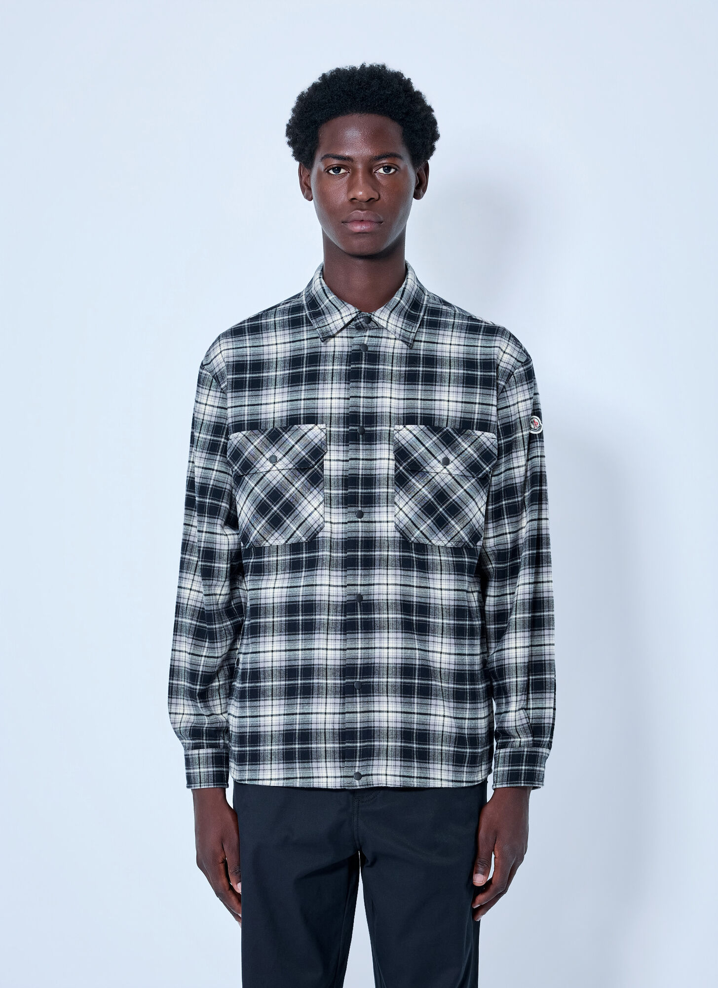 Moncler Men's Black Checked Cotton Flannel Zip-Up Shirt UK Size 42 - Mytheresa - Image 2