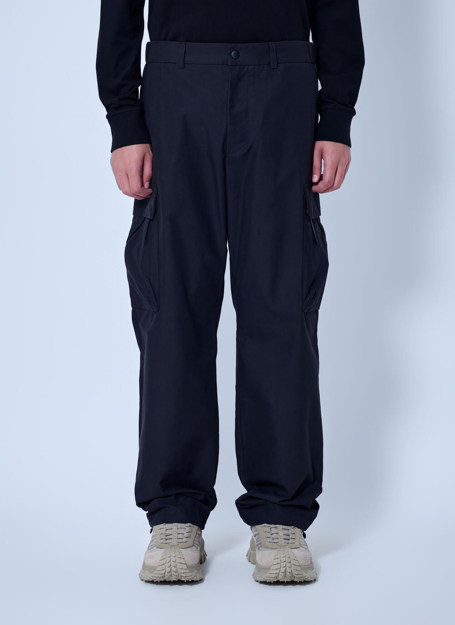 Moncler Men's Black Cotton Blend Trousers - Man Pants Eu - 50